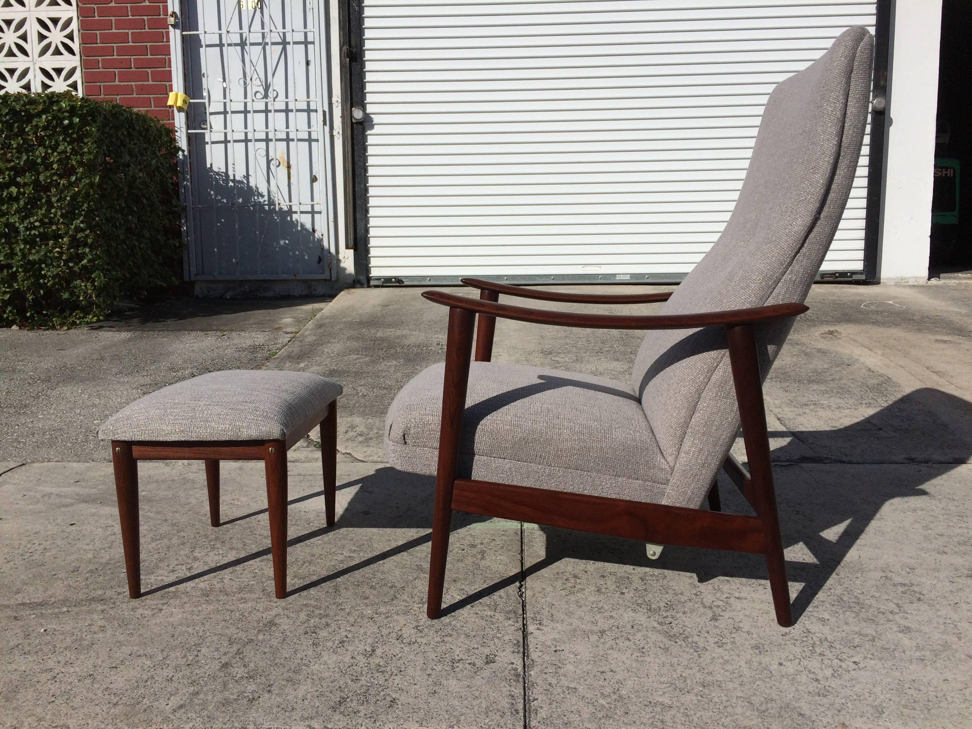 Norwegian Westnofa Lounge Chair and Ottoman Danish Modern, Walnut