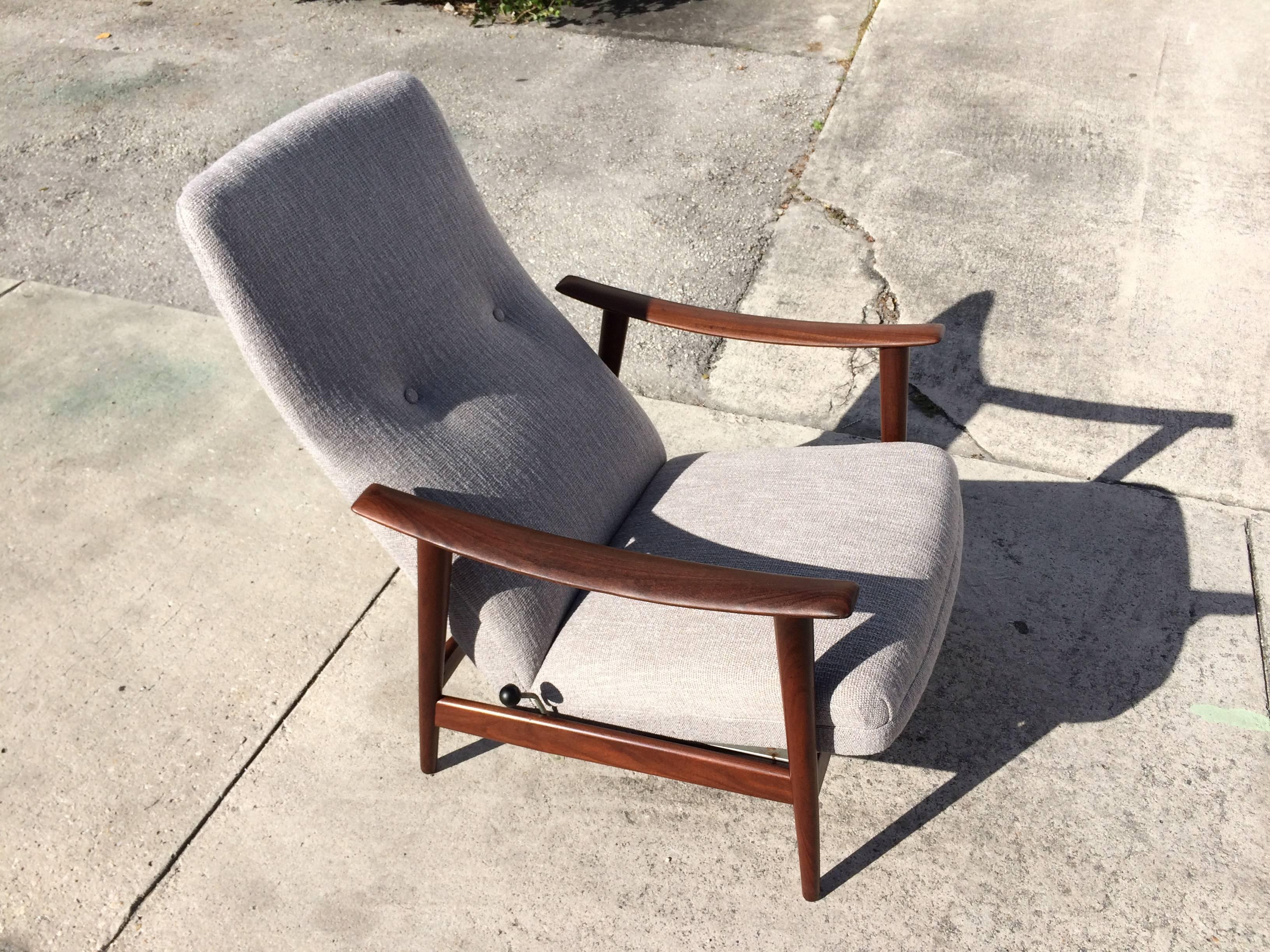Mid-20th Century Westnofa Lounge Chair and Ottoman Danish Modern, Walnut
