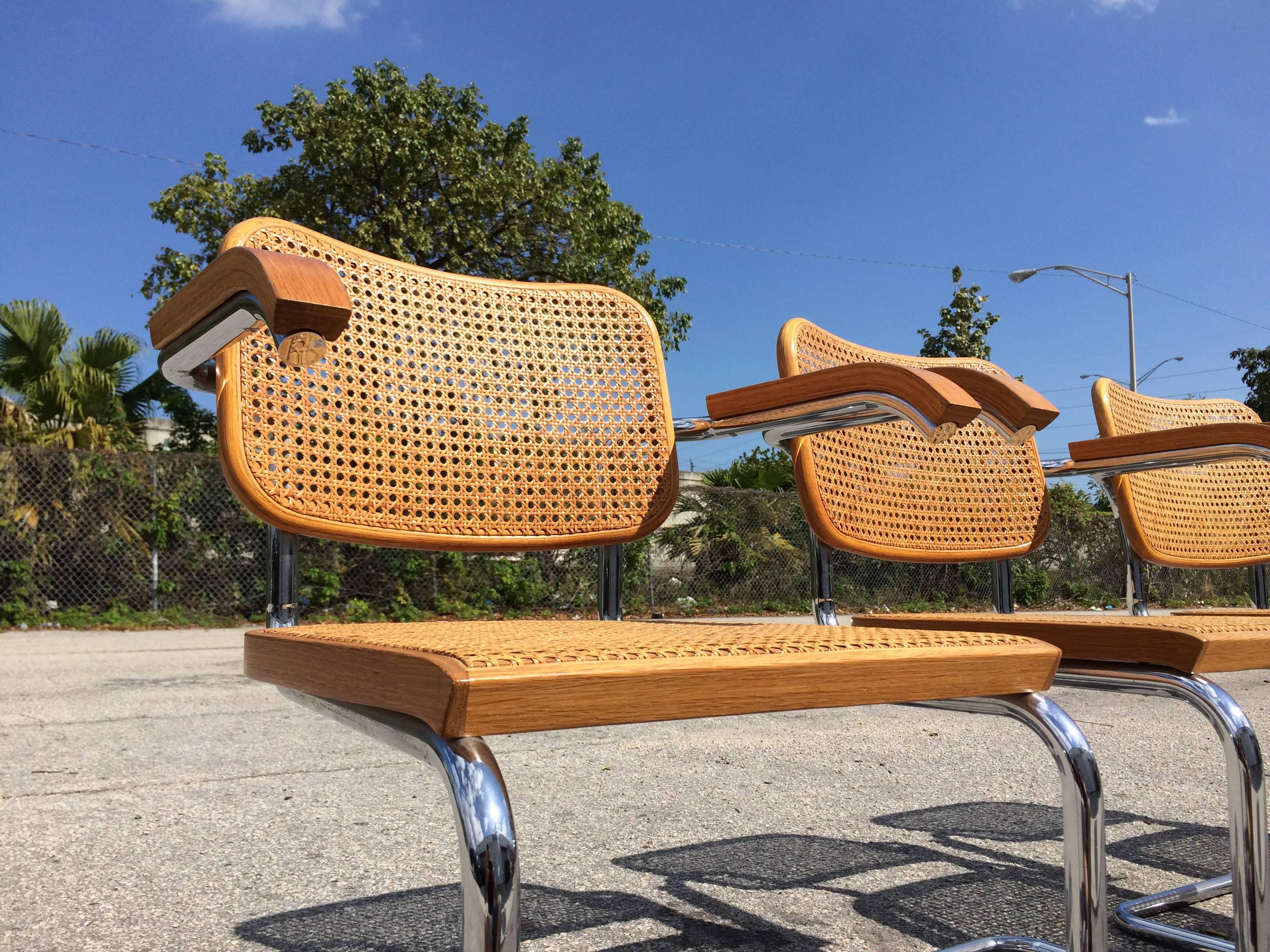 Four Cesca Armchairs Designed by Marcel Breuer for Knoll In Excellent Condition In Miami, FL