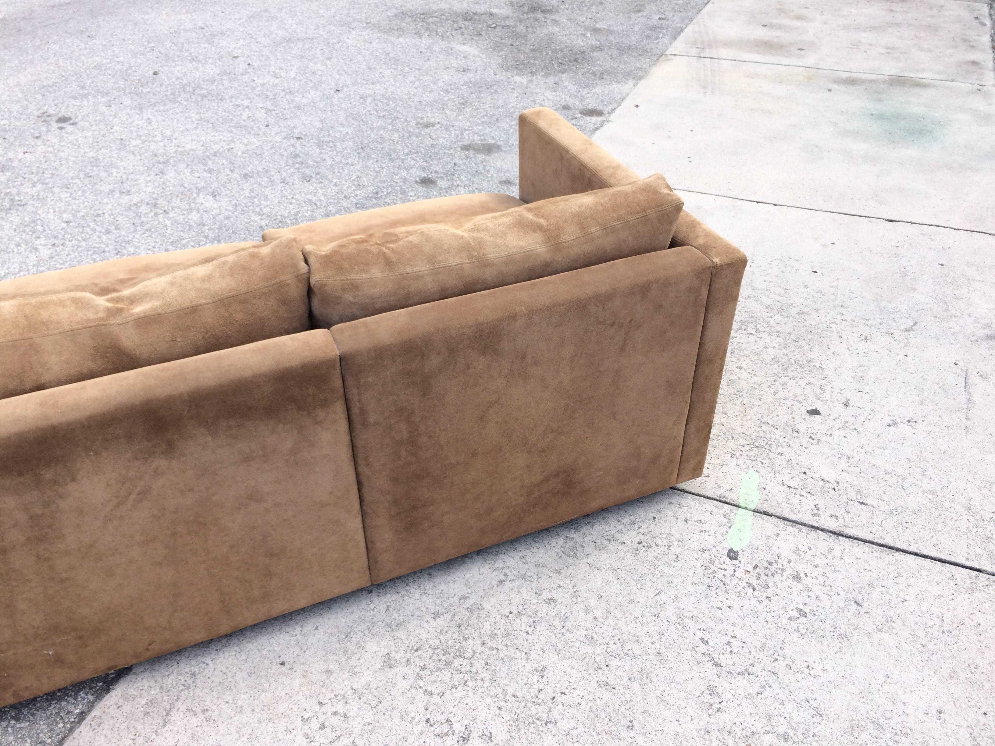 American Suede Leather Sofa by Charles Pfister for Knoll