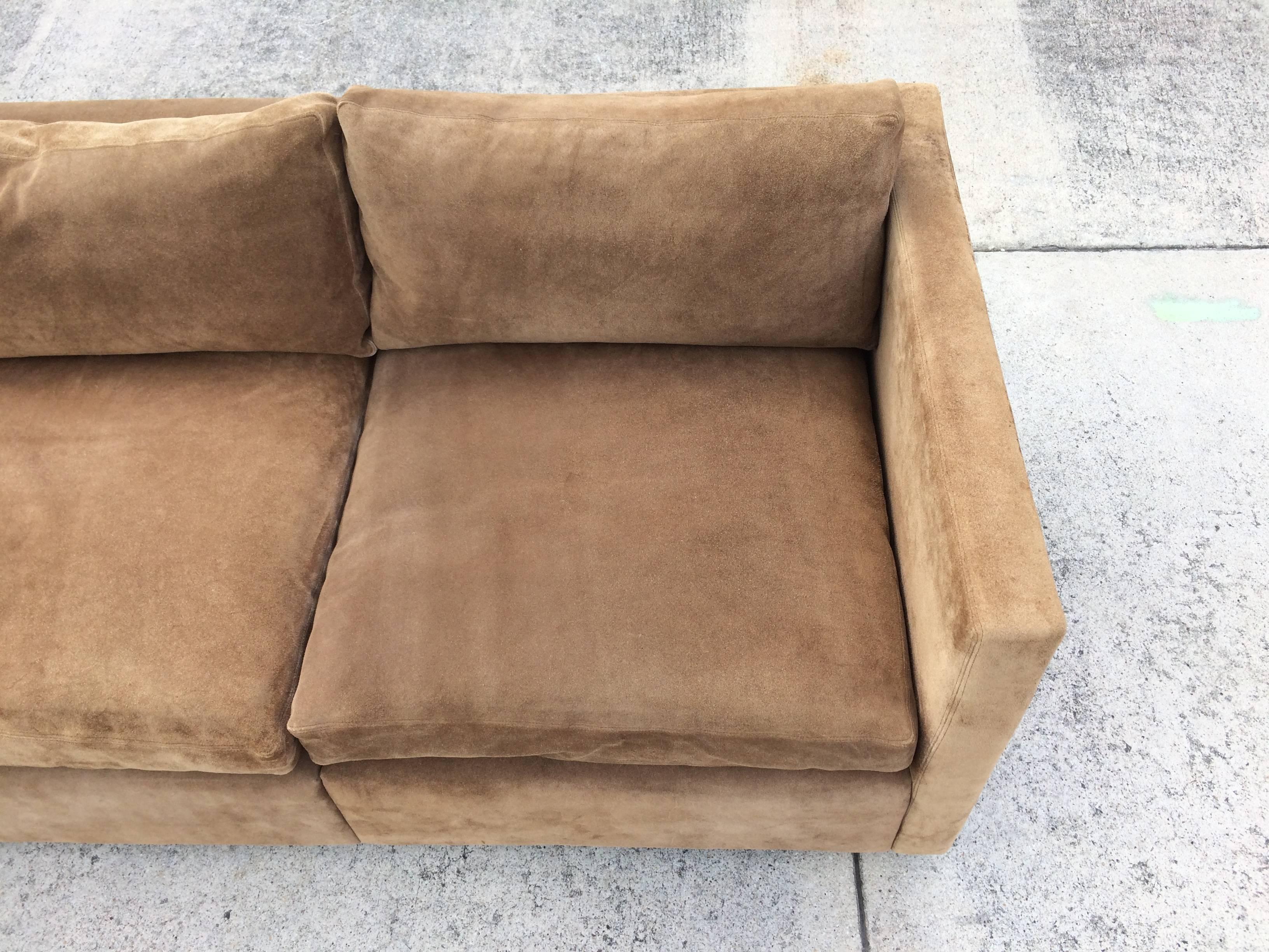 Late 20th Century Suede Leather Sofa by Charles Pfister for Knoll