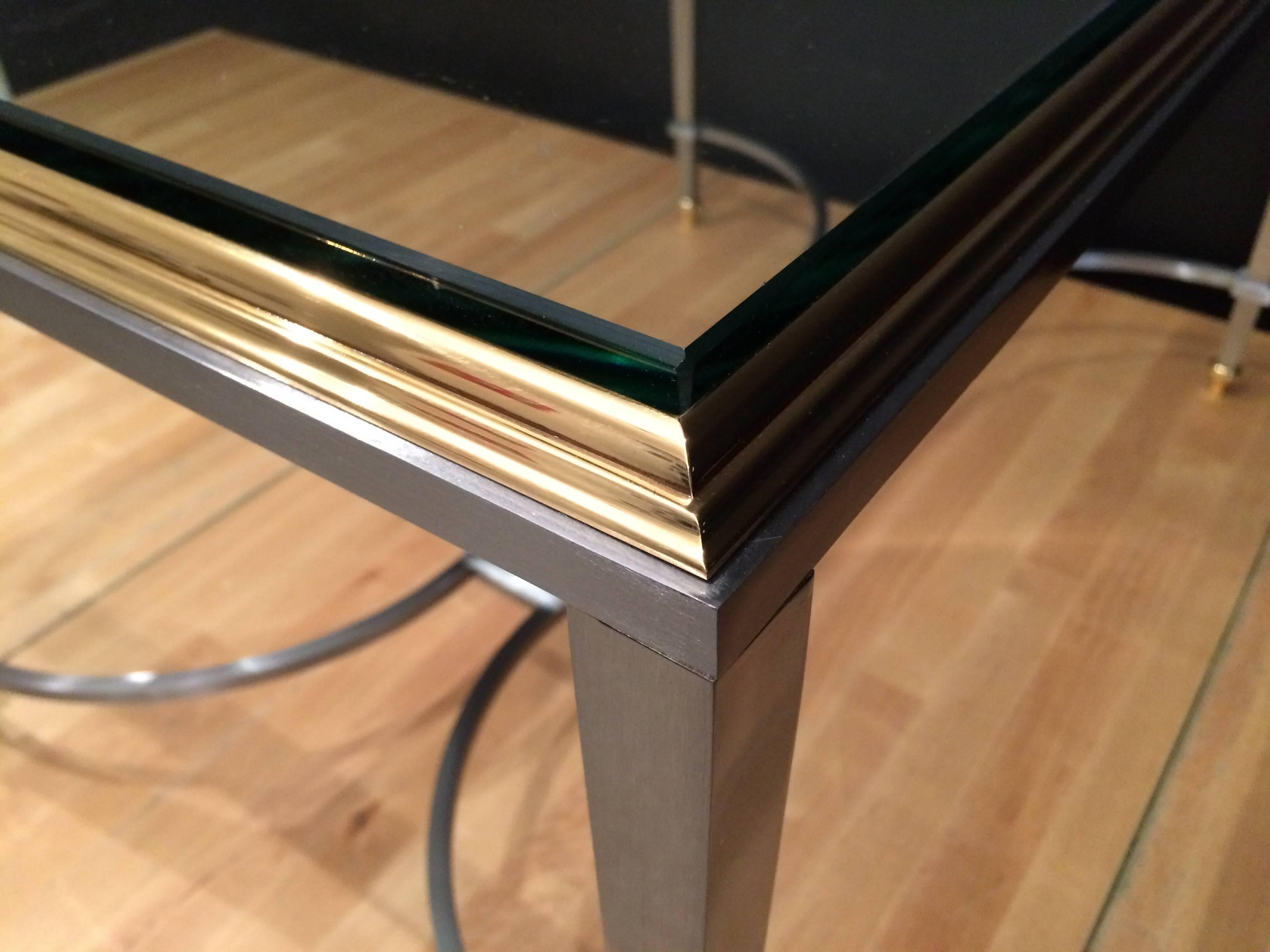 Mid-20th Century Italian Brass and Steel Coffee Table, 1950s For Sale
