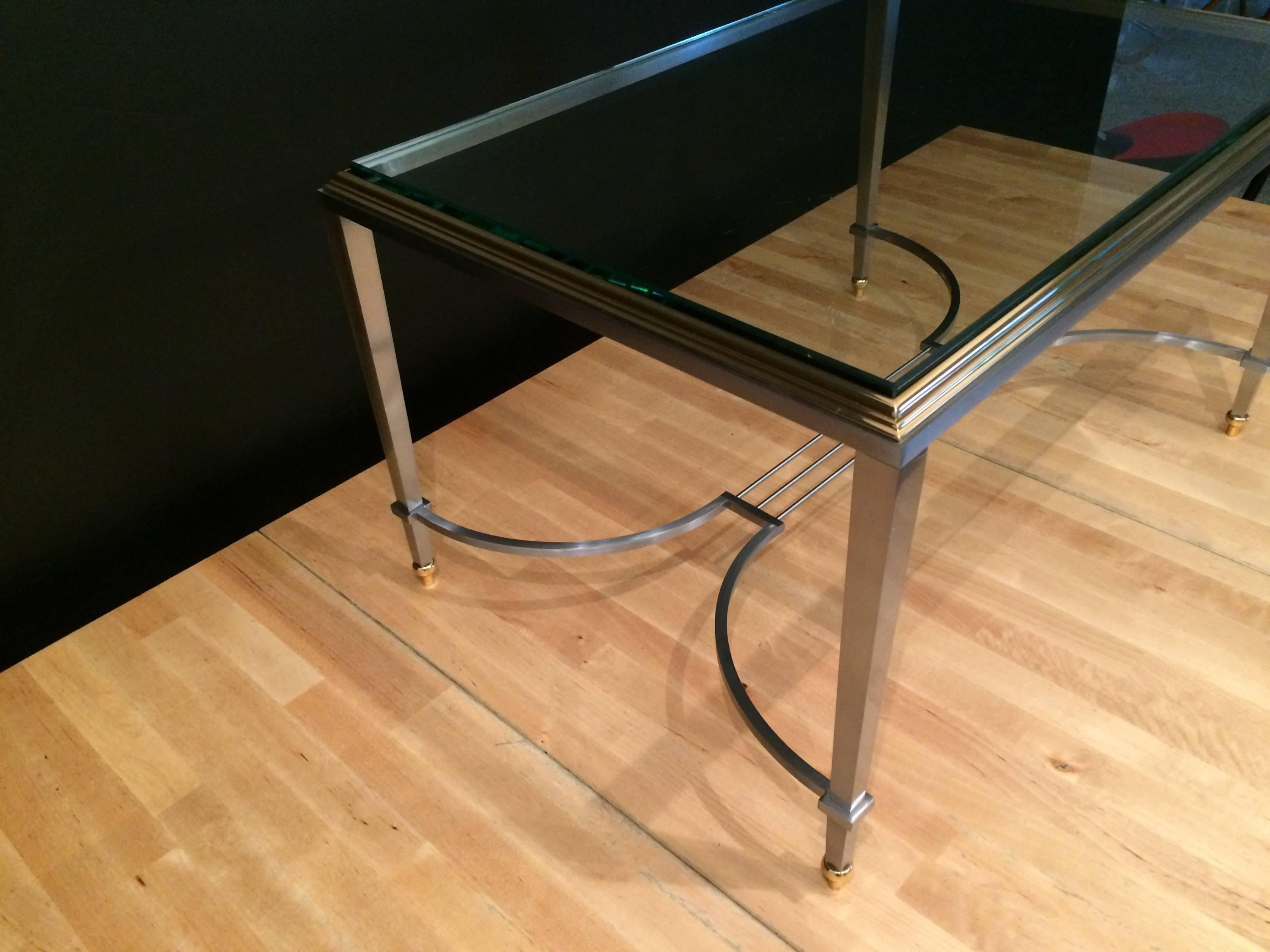 Italian Brass and Steel Coffee Table, 1950s For Sale 1
