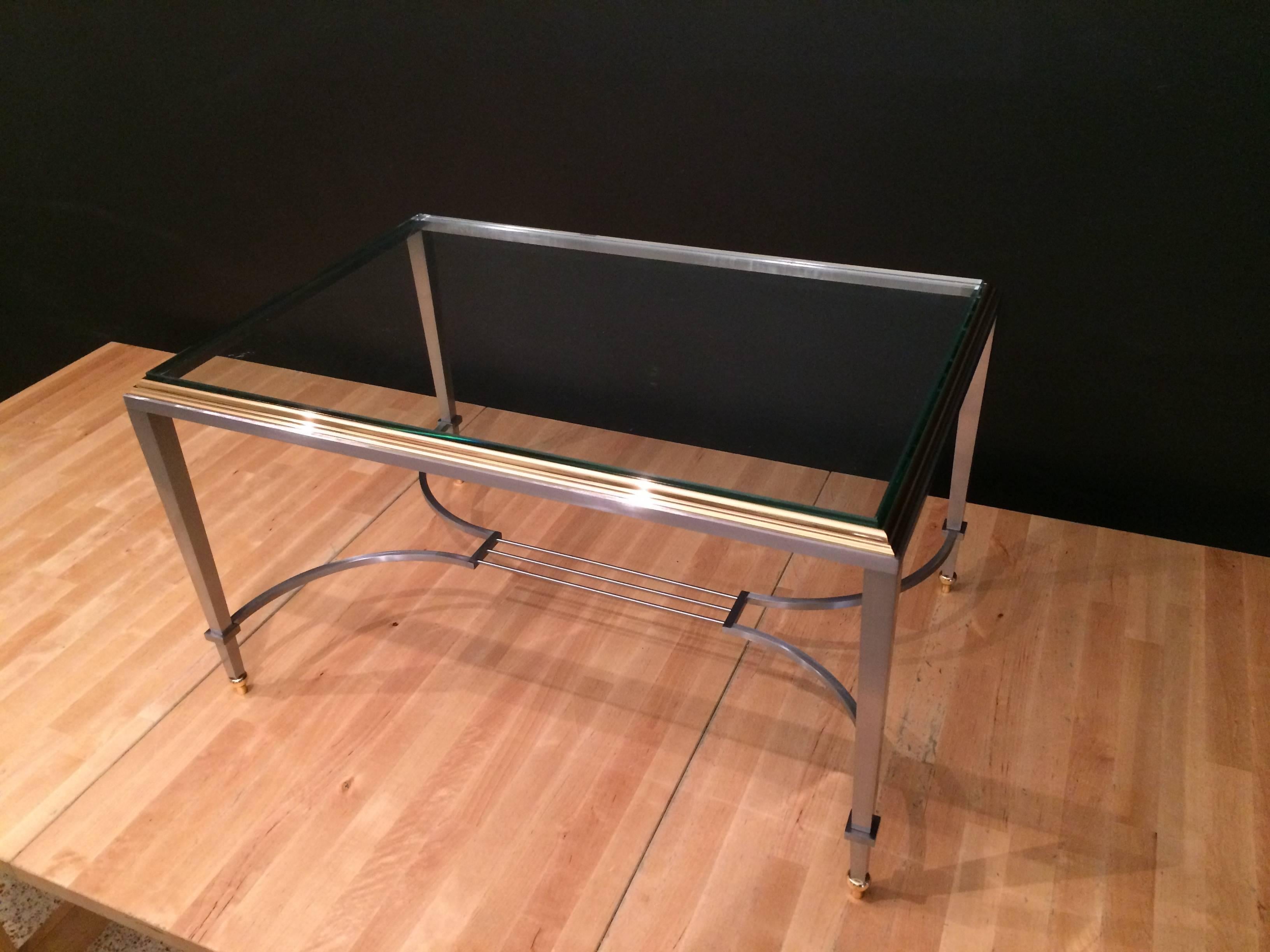 Italian Brass and Steel Coffee Table, 1950s For Sale 3