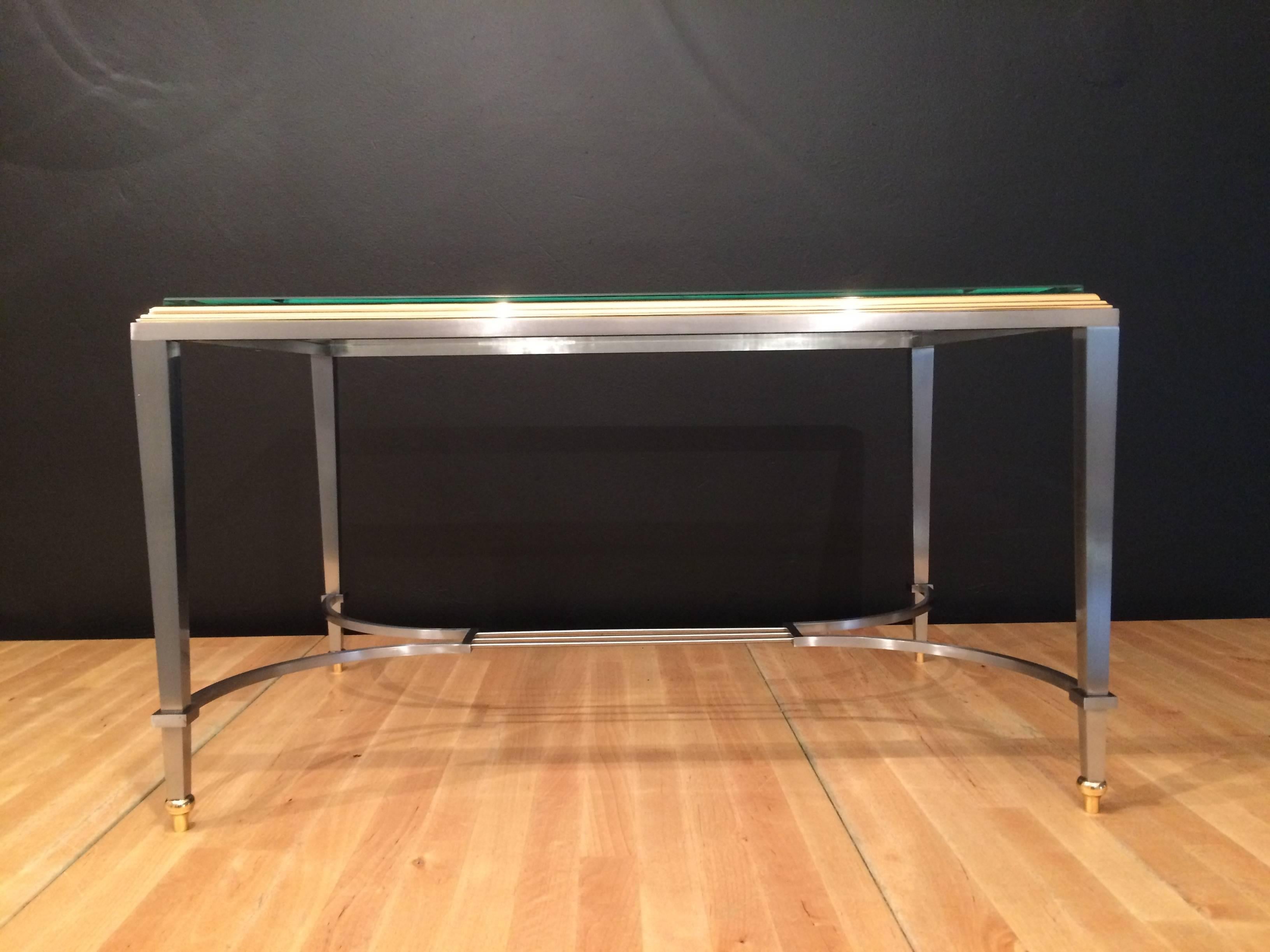 Italian Brass and Steel Coffee Table, 1950s For Sale 6