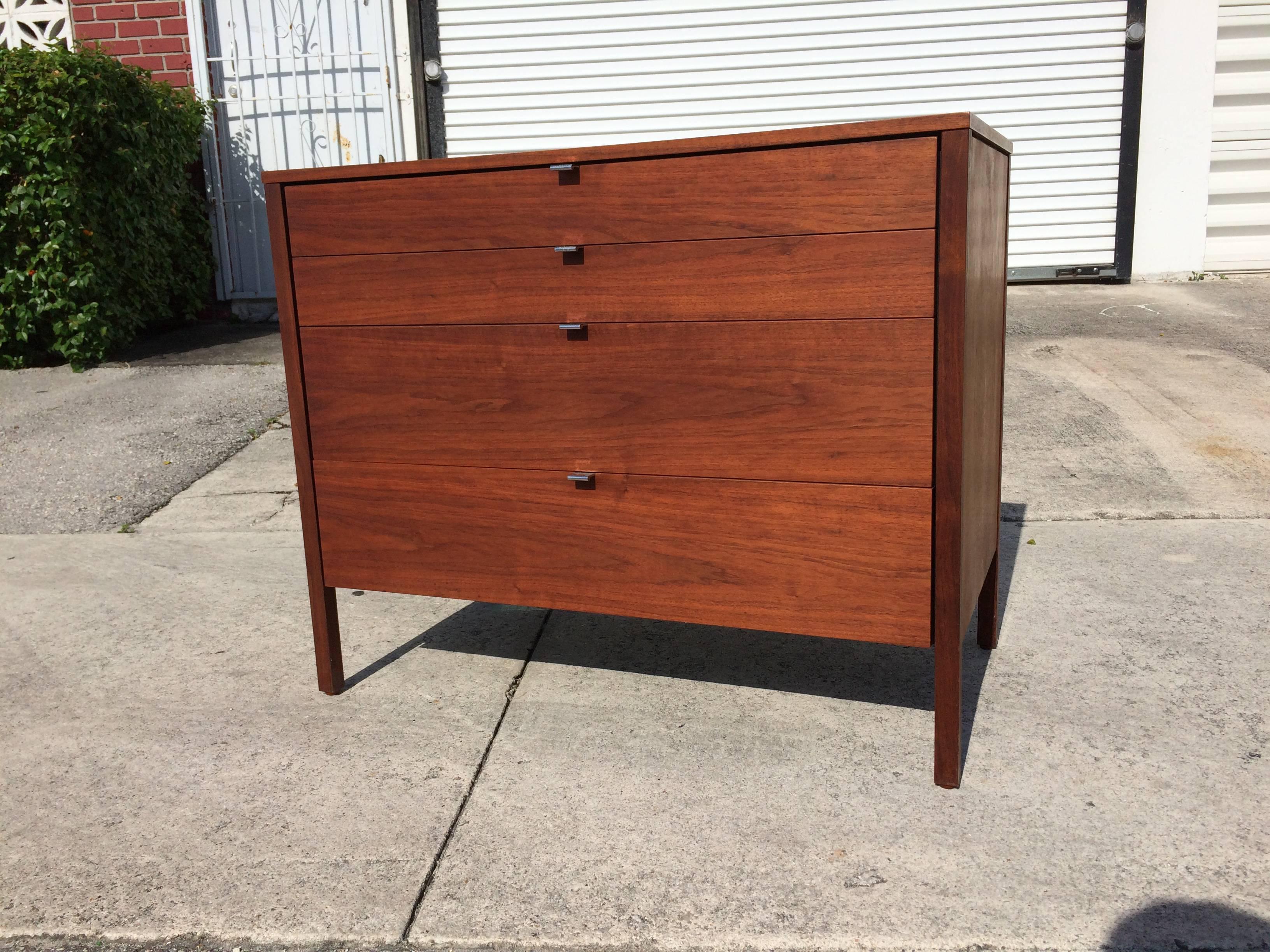 Mid-Century Modern Pair of Walnut Florence Knoll Dressers Chests