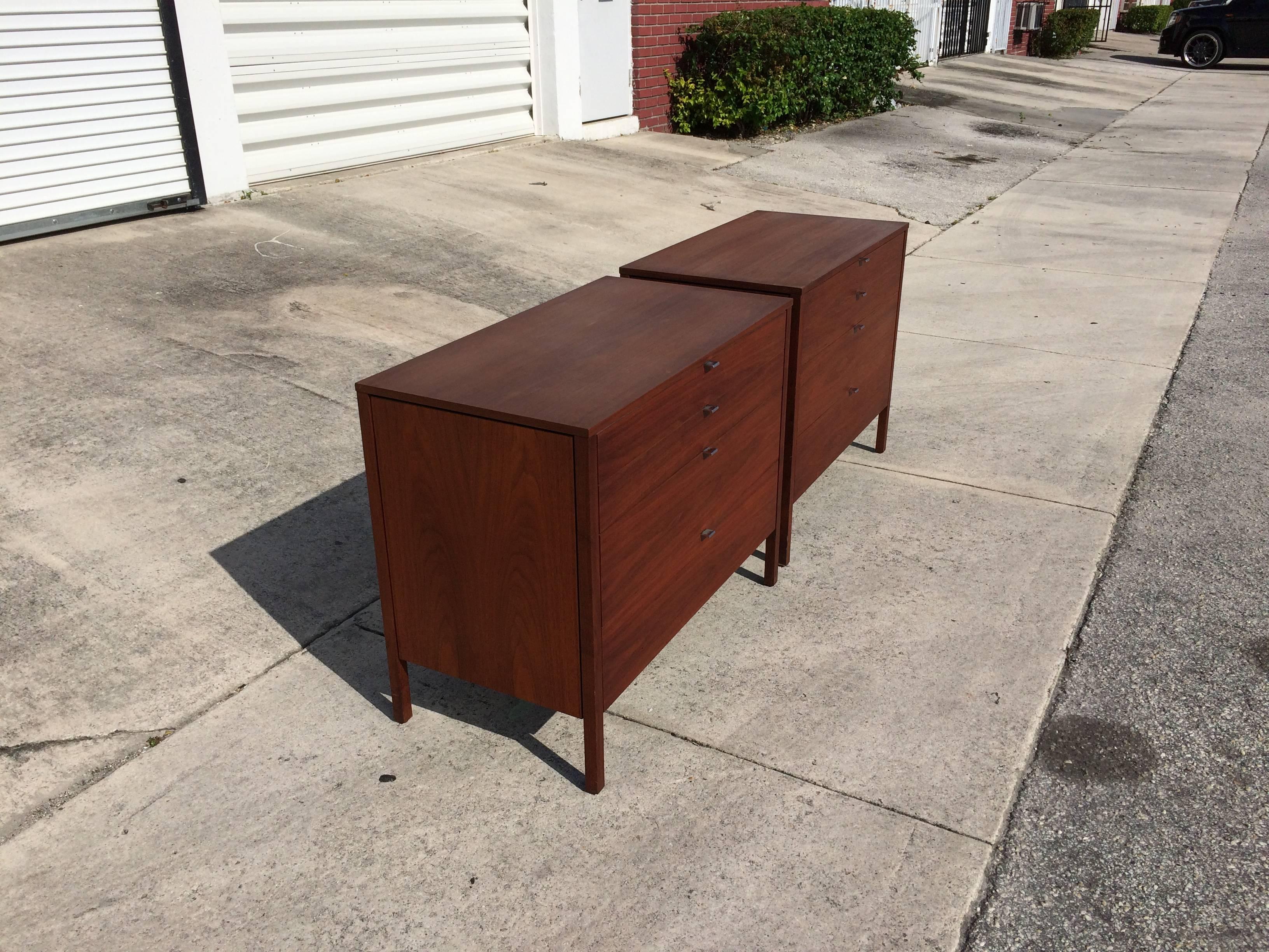 American Pair of Walnut Florence Knoll Dressers Chests