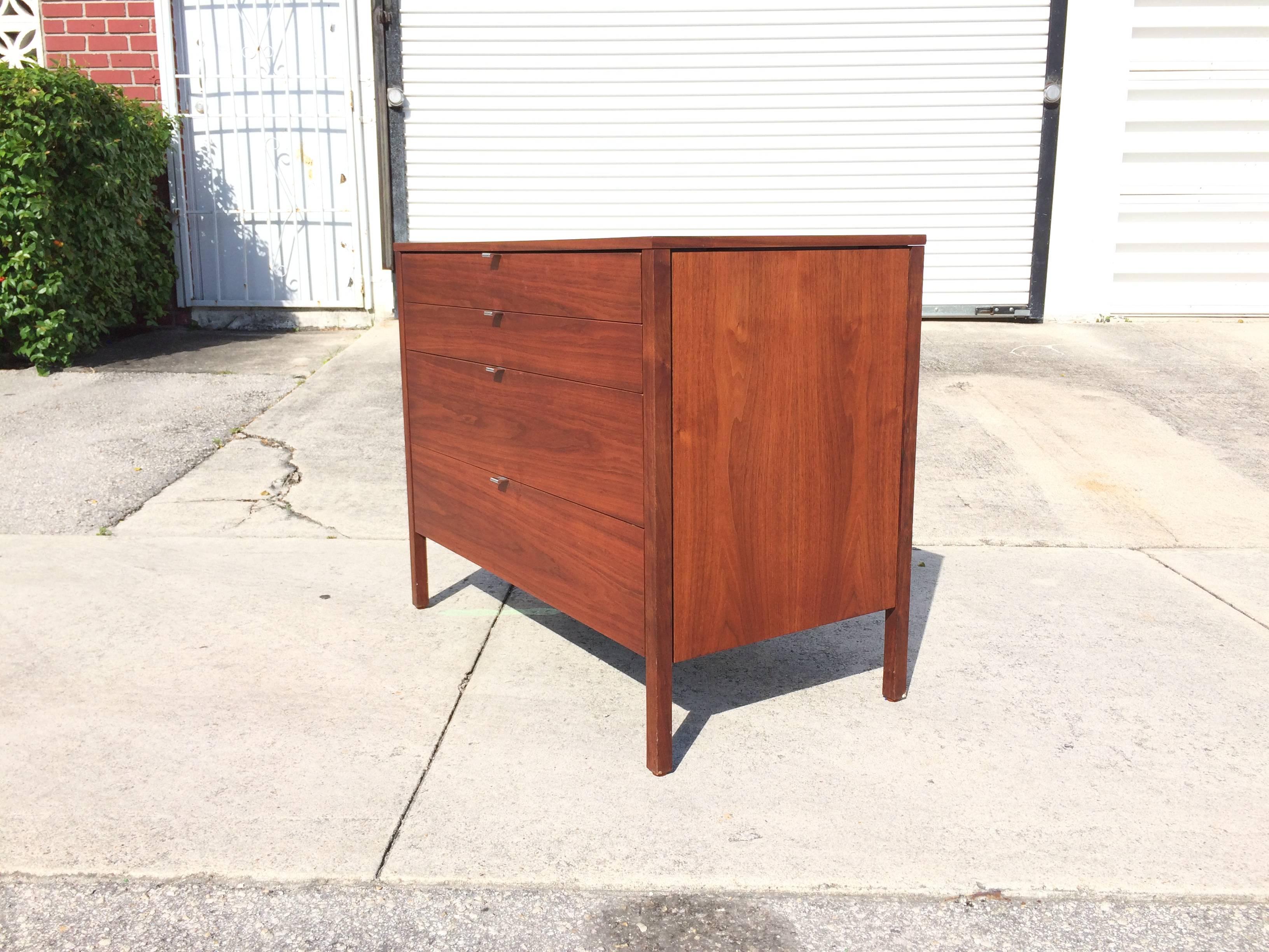 Metal Pair of Walnut Florence Knoll Dressers Chests