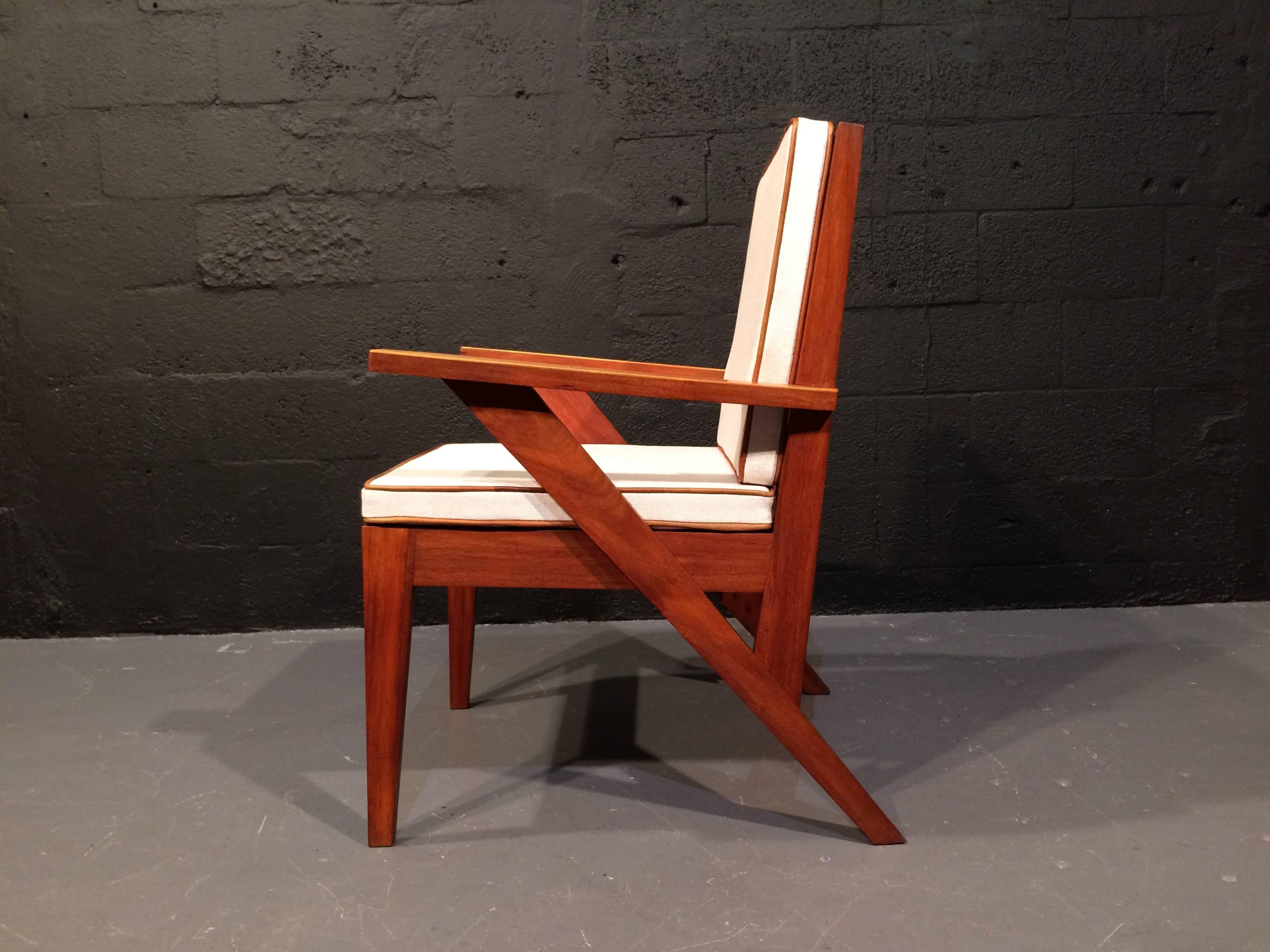 Pair of Great Armchairs in the Style of Pierre Jeanneret, 1950s, Brown, Wood For Sale 2