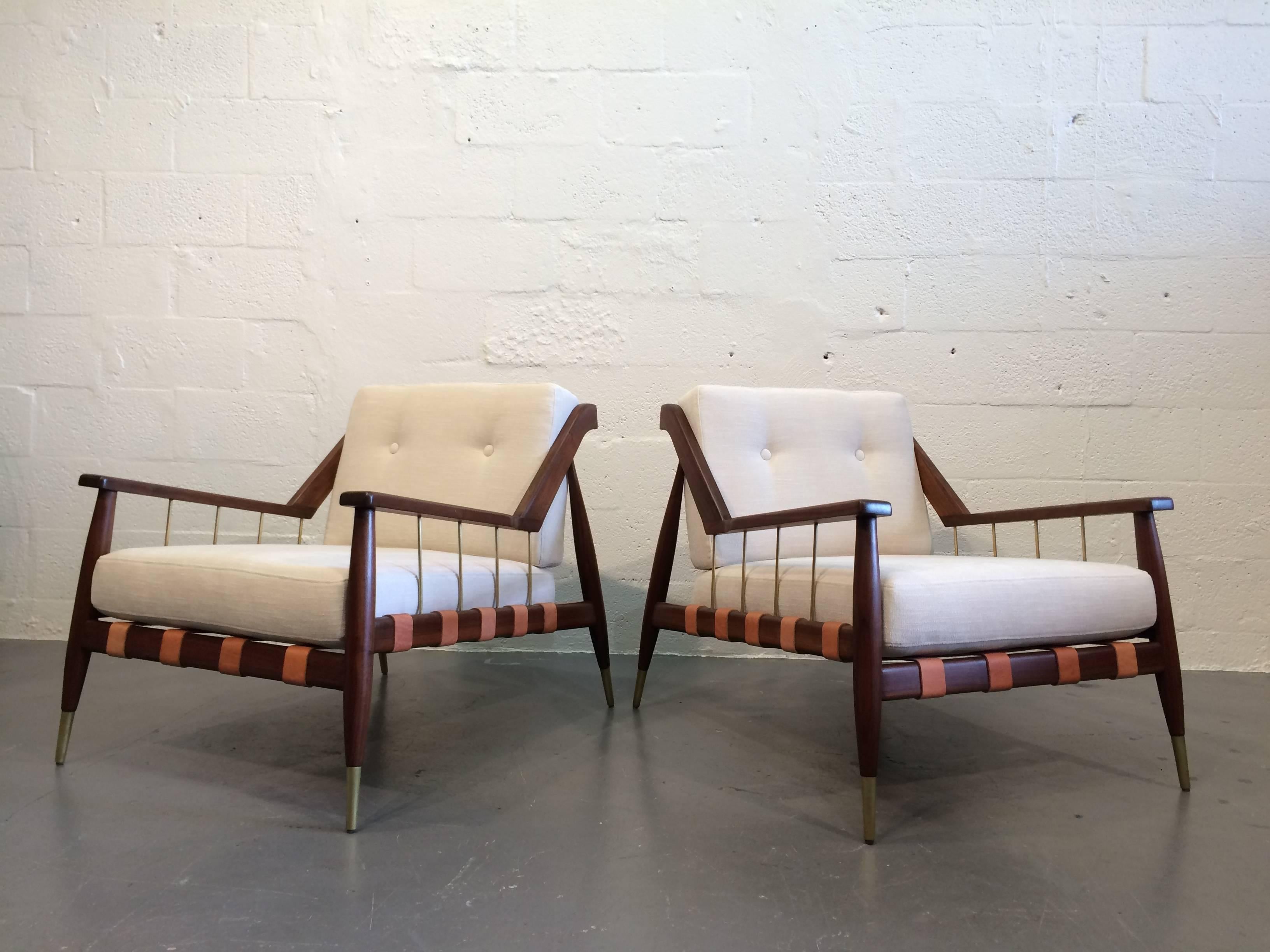 Mid-Century Modern Sculptural Italian Lounge Chairs in Ico Parisi Style, 1950s