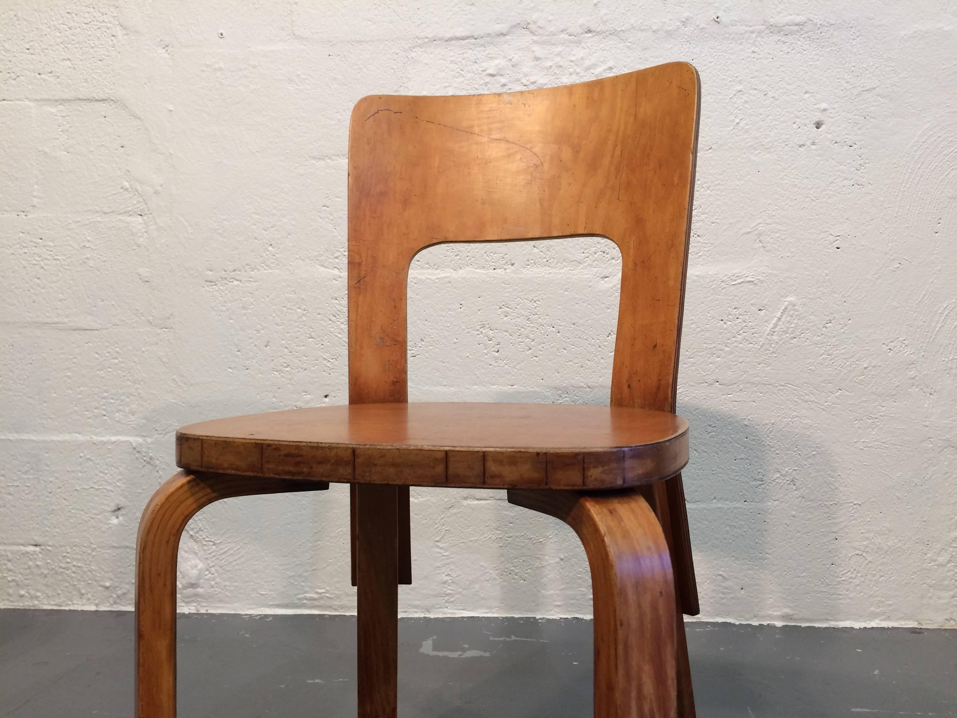 Mid-Century Modern Early Alvar Aalto Desk or Side Chair 66