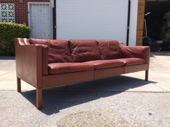 Beautiful Cognac Leather Sofa by Børge Mogensen