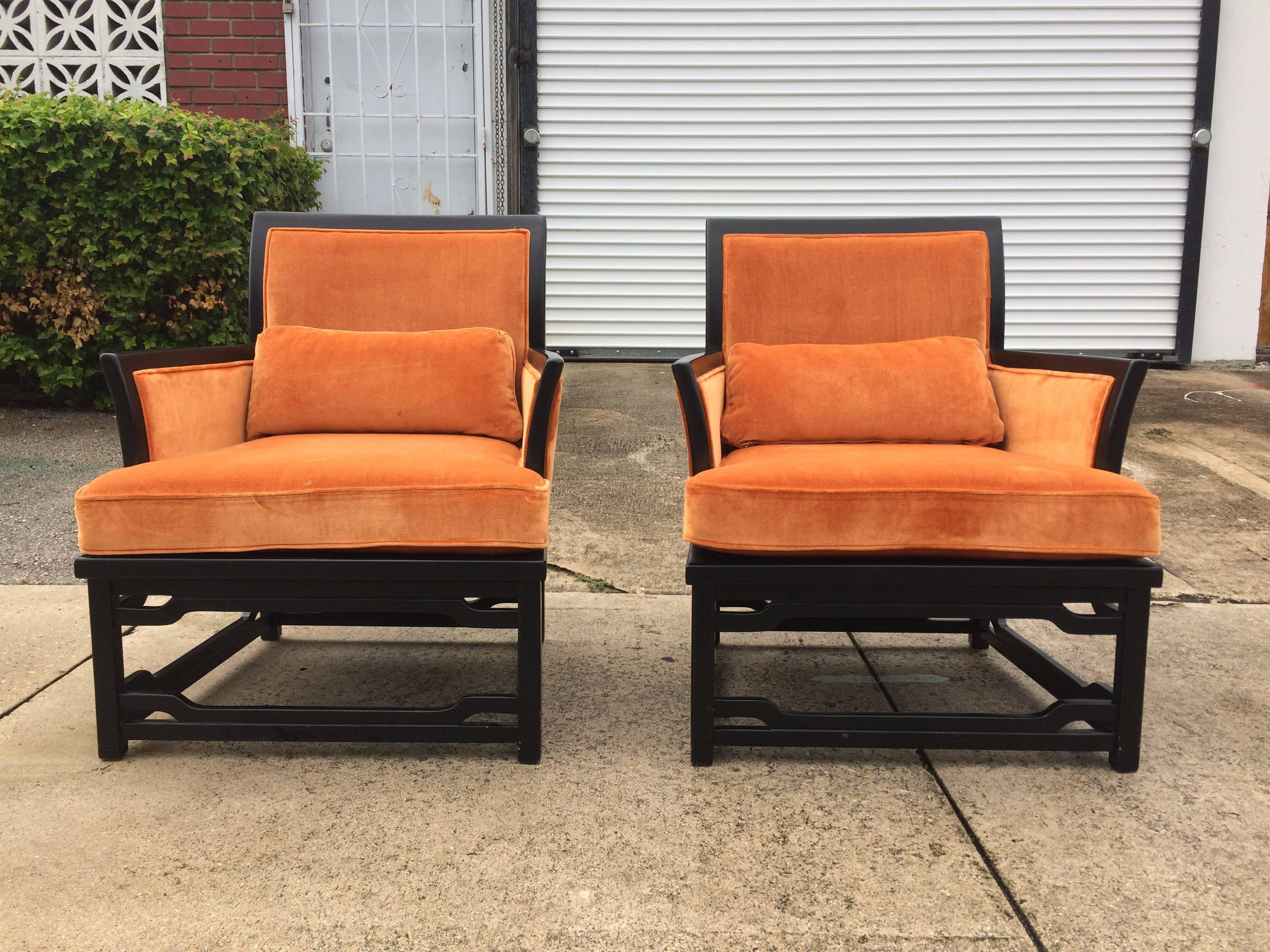 American Pair of Lounge Chairs, James Mont Style