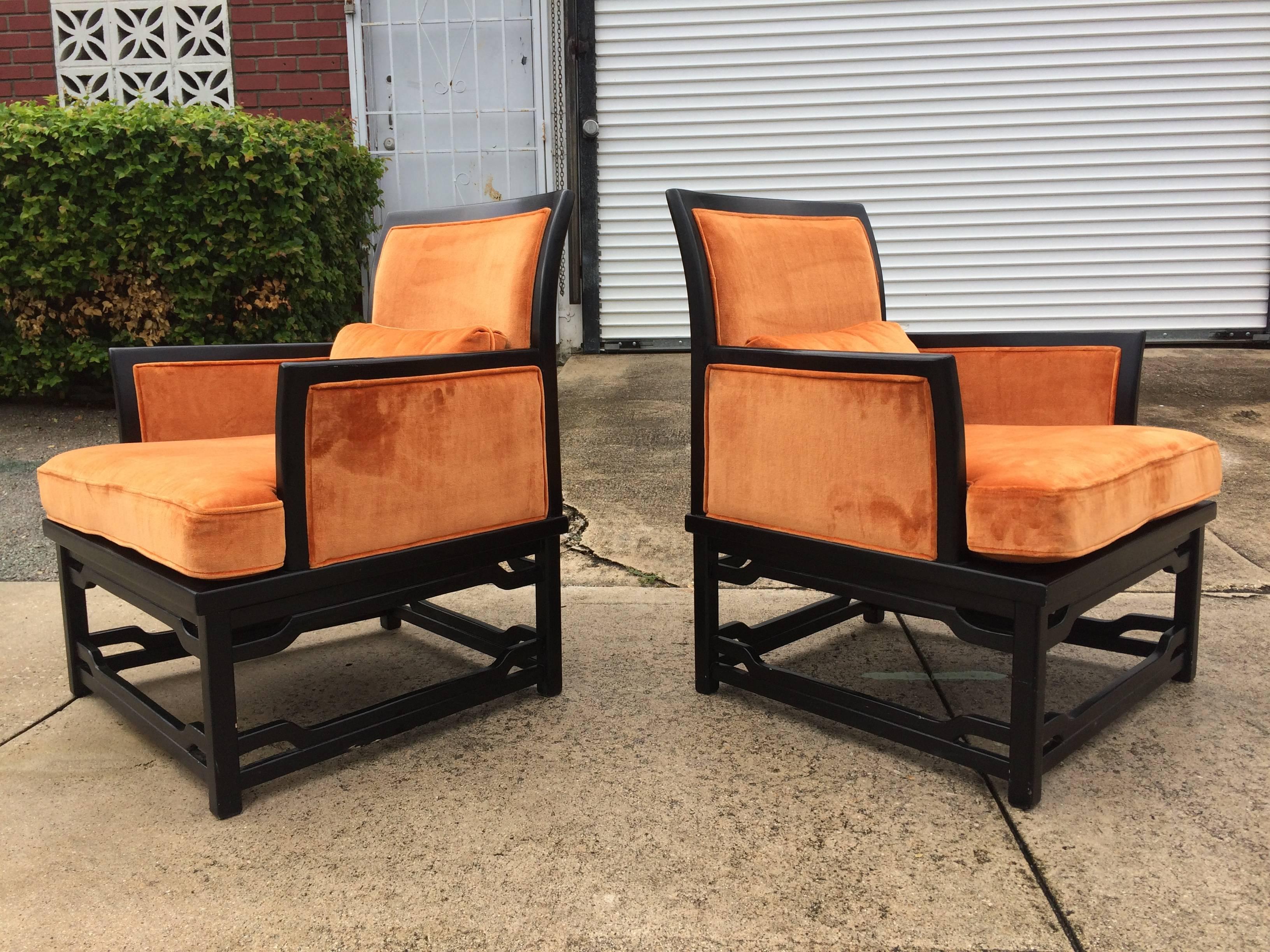 Mid-20th Century Pair of Lounge Chairs, James Mont Style