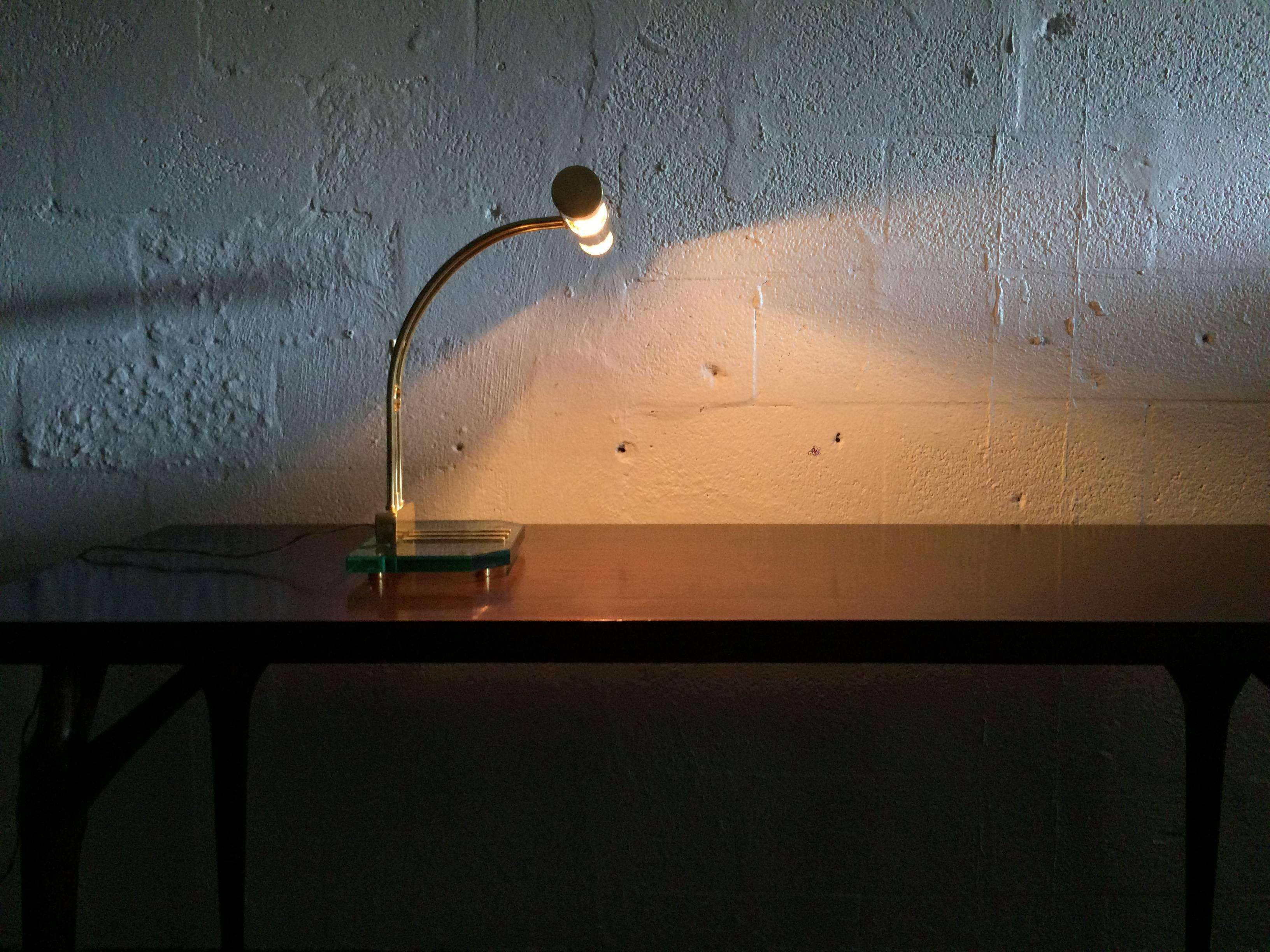 Designer Table Lamp, Brass and Glass For Sale 2