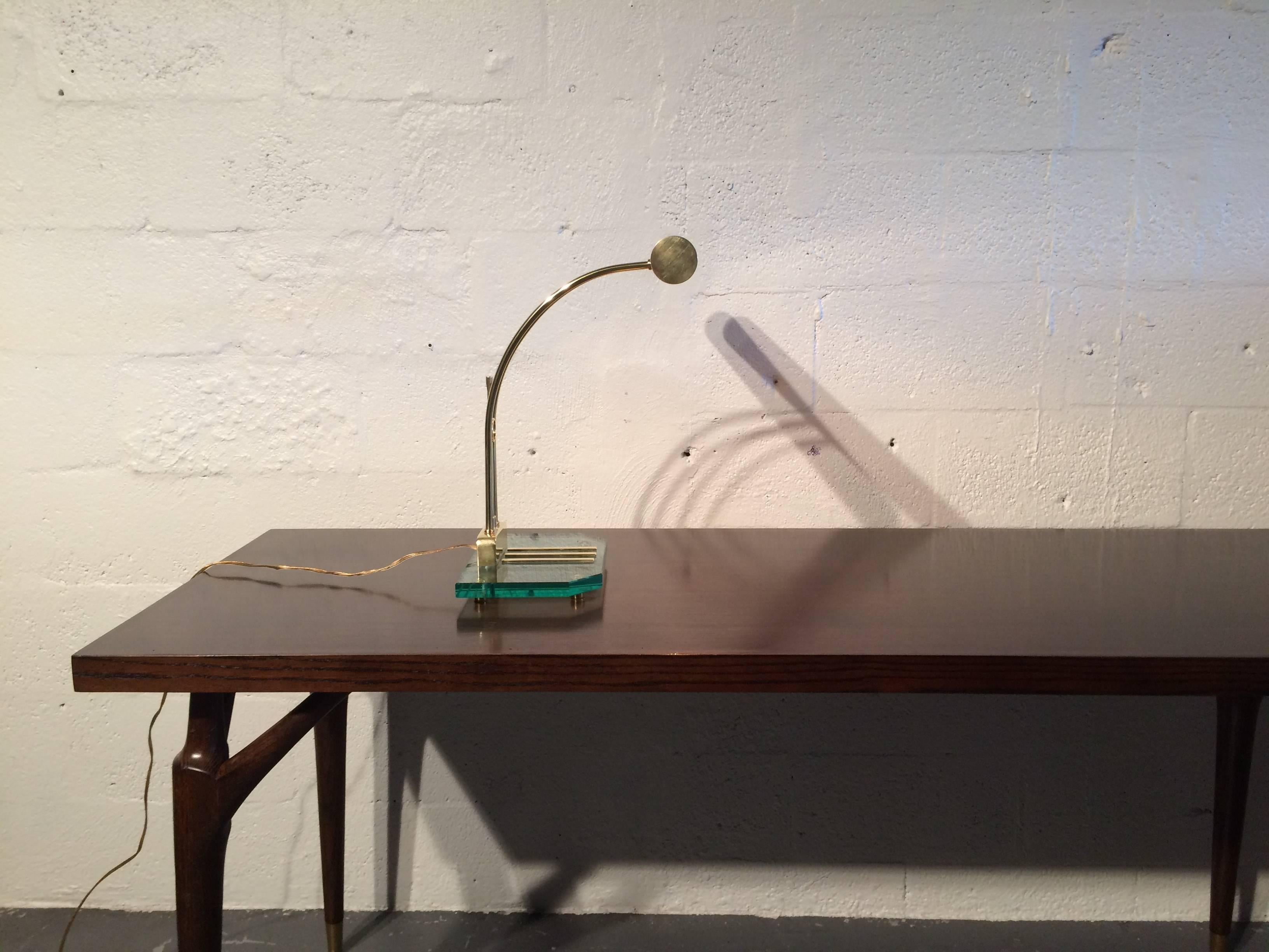 Designer Table Lamp, Brass and Glass For Sale 3