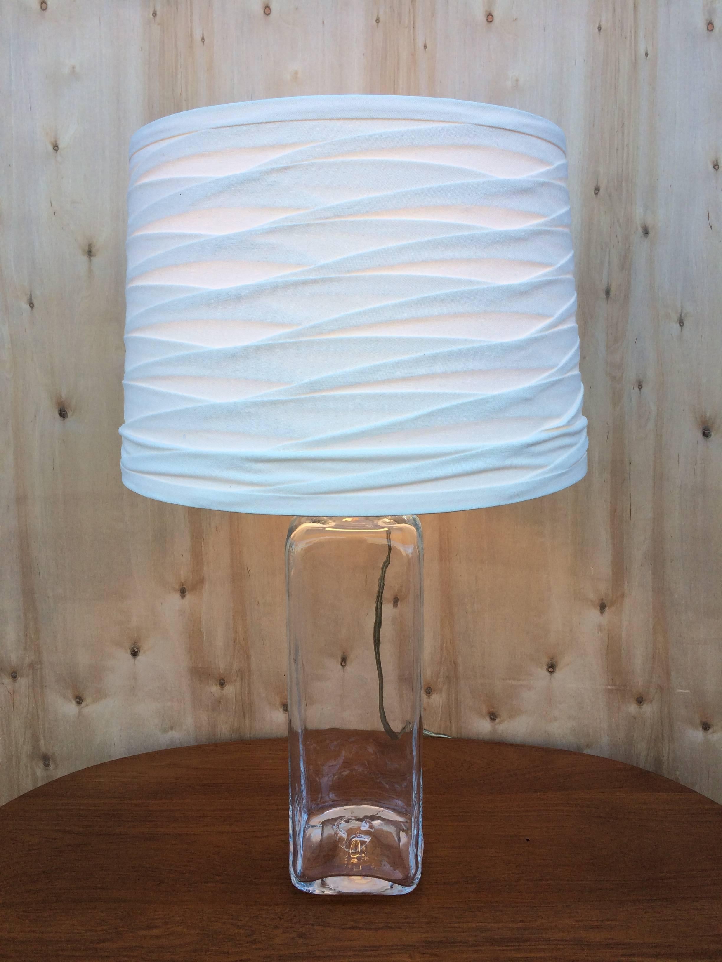Beautiful clear glass table lamps. Shades are newer and are 15