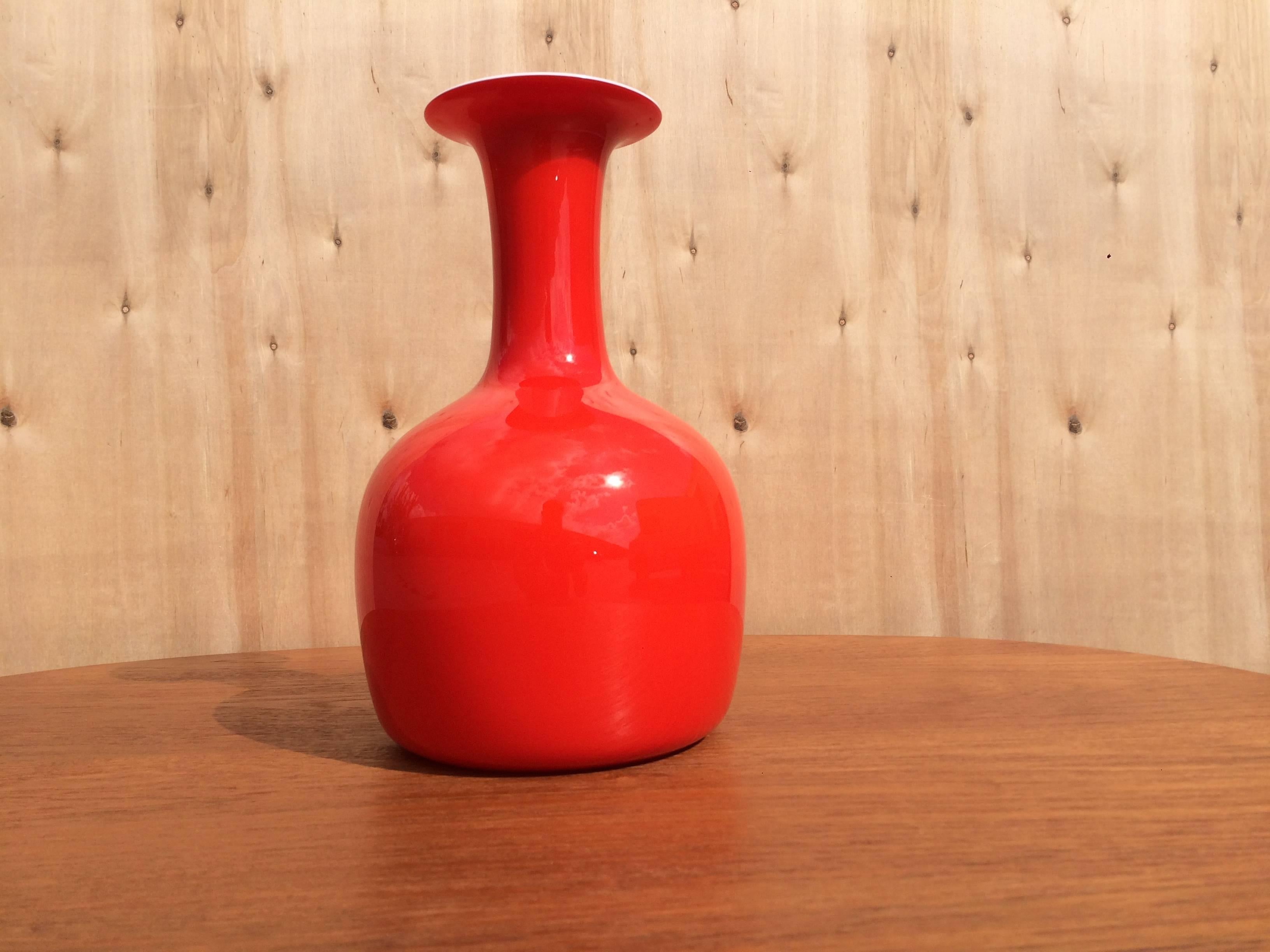Red Holmegaard Vase In Excellent Condition In Miami, FL