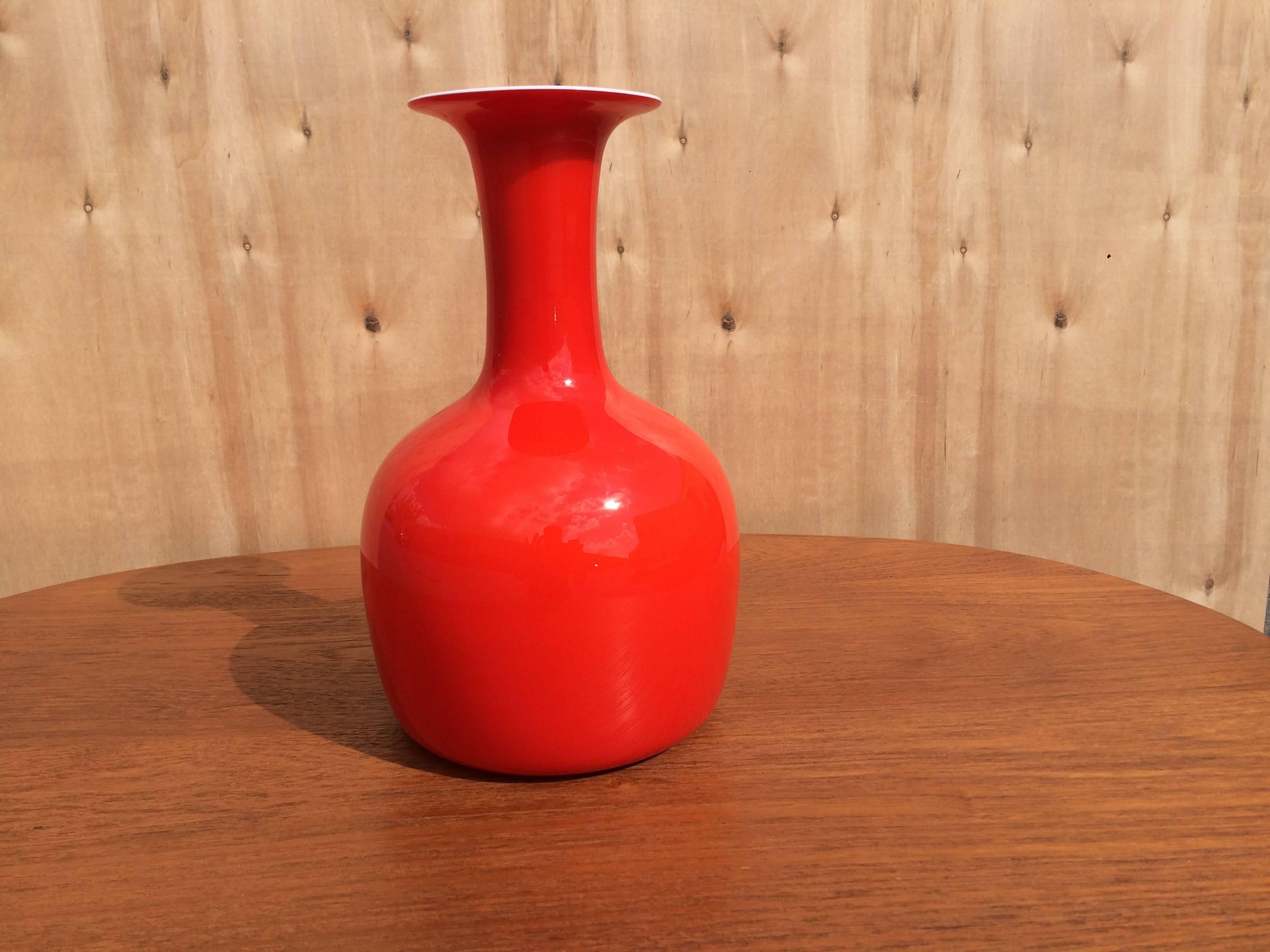 Danish Red Holmegaard Vase