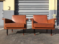 Pair of Eugen Schmidt Soloform Lounge Chairs, Cognac Leather
