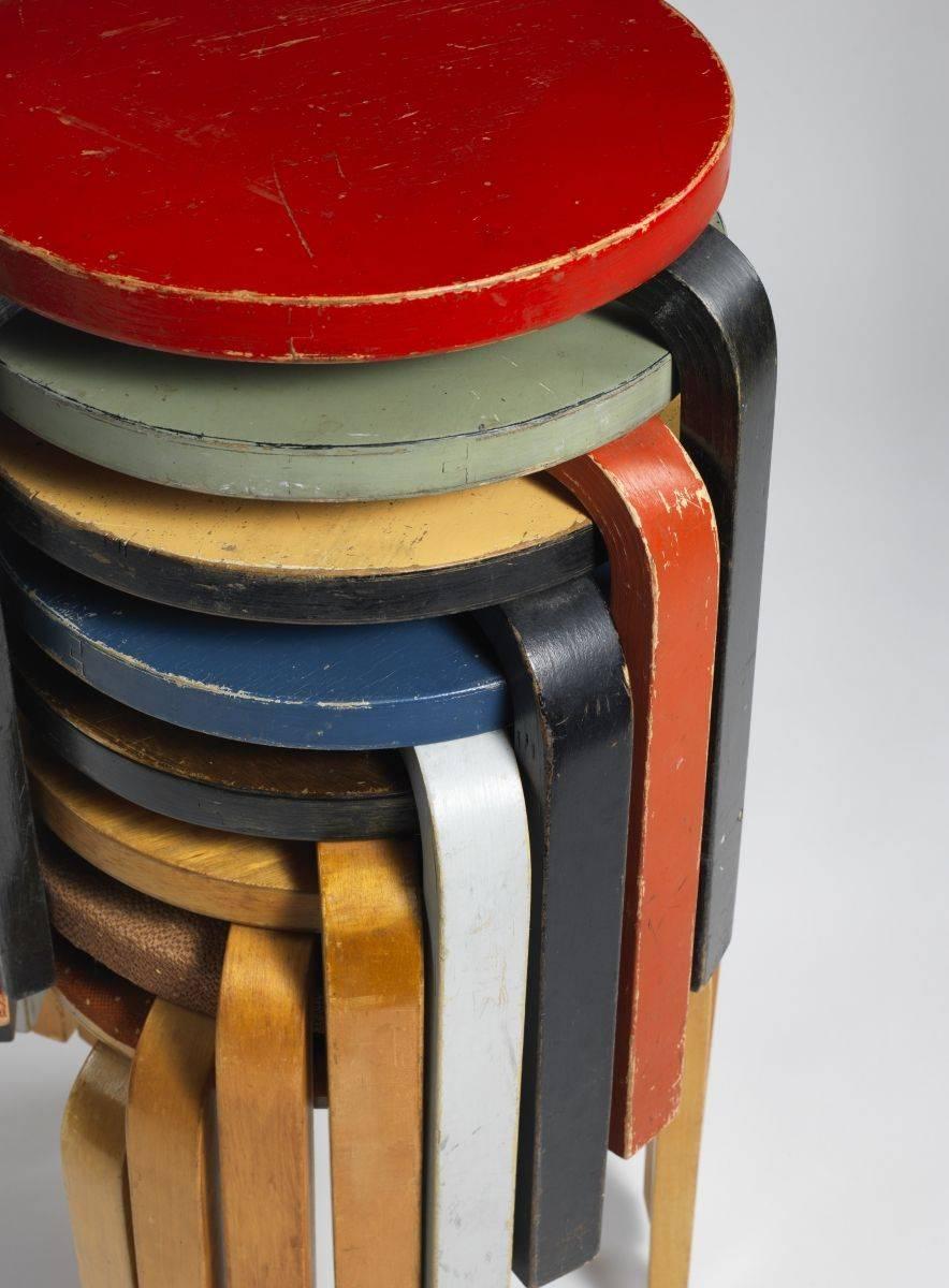 Contemporary Original Alvar Aalto Stools by Artek, Any Color or Seats Covered in Fabric
