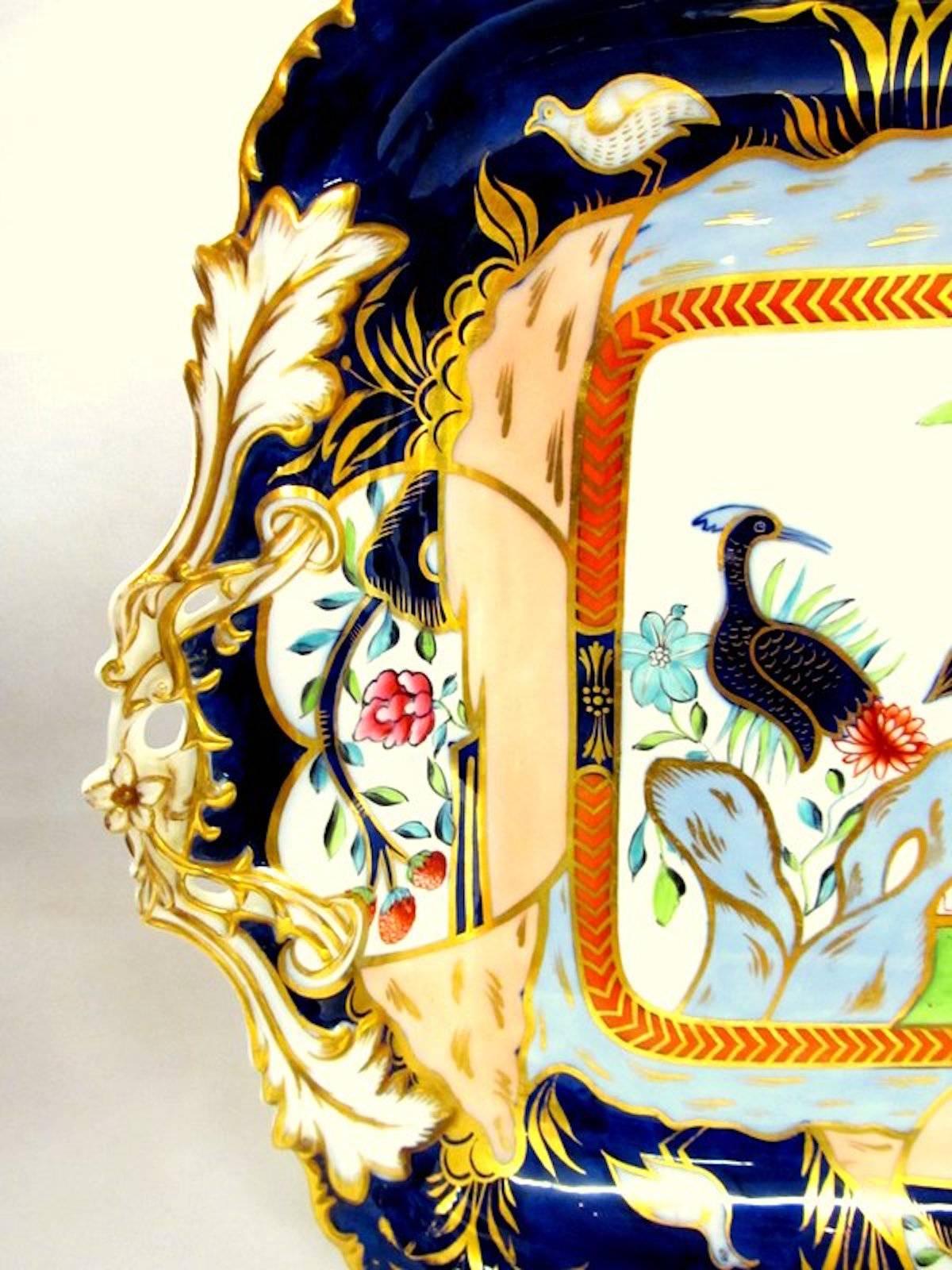 Hand-Painted Antique English Copeland Spode China Imari Cabaret or Vanity Tray