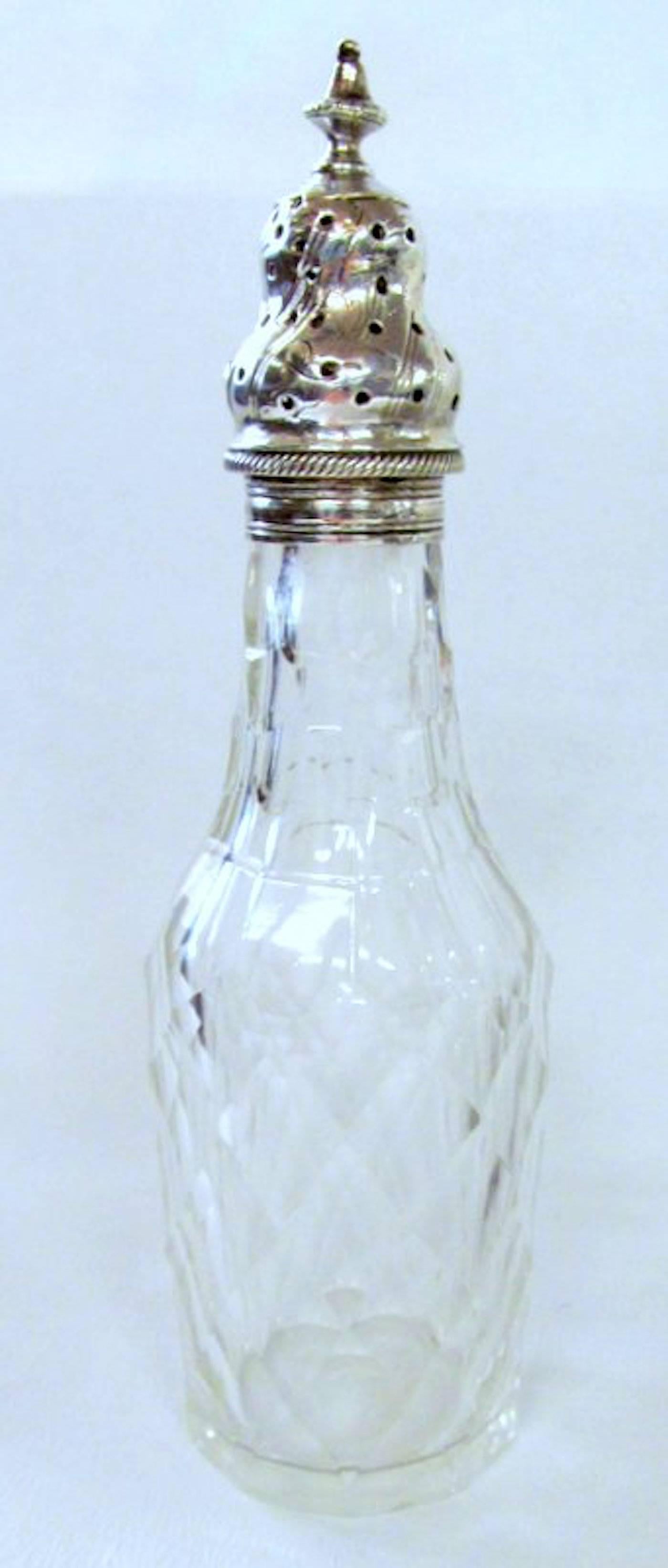 George III English Sterling Silver Five-Bottle Cut Crystal Warwick Cruet Set 2