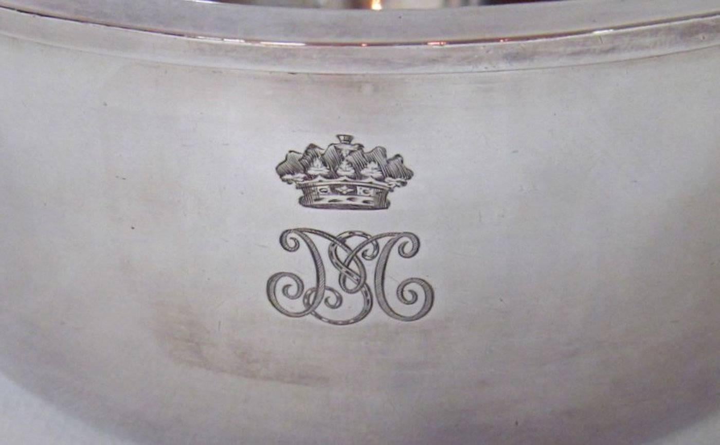 18th Century George III Matthew Boulton, O.S.P. Souffle Dish and Liner with Engraved Armorial