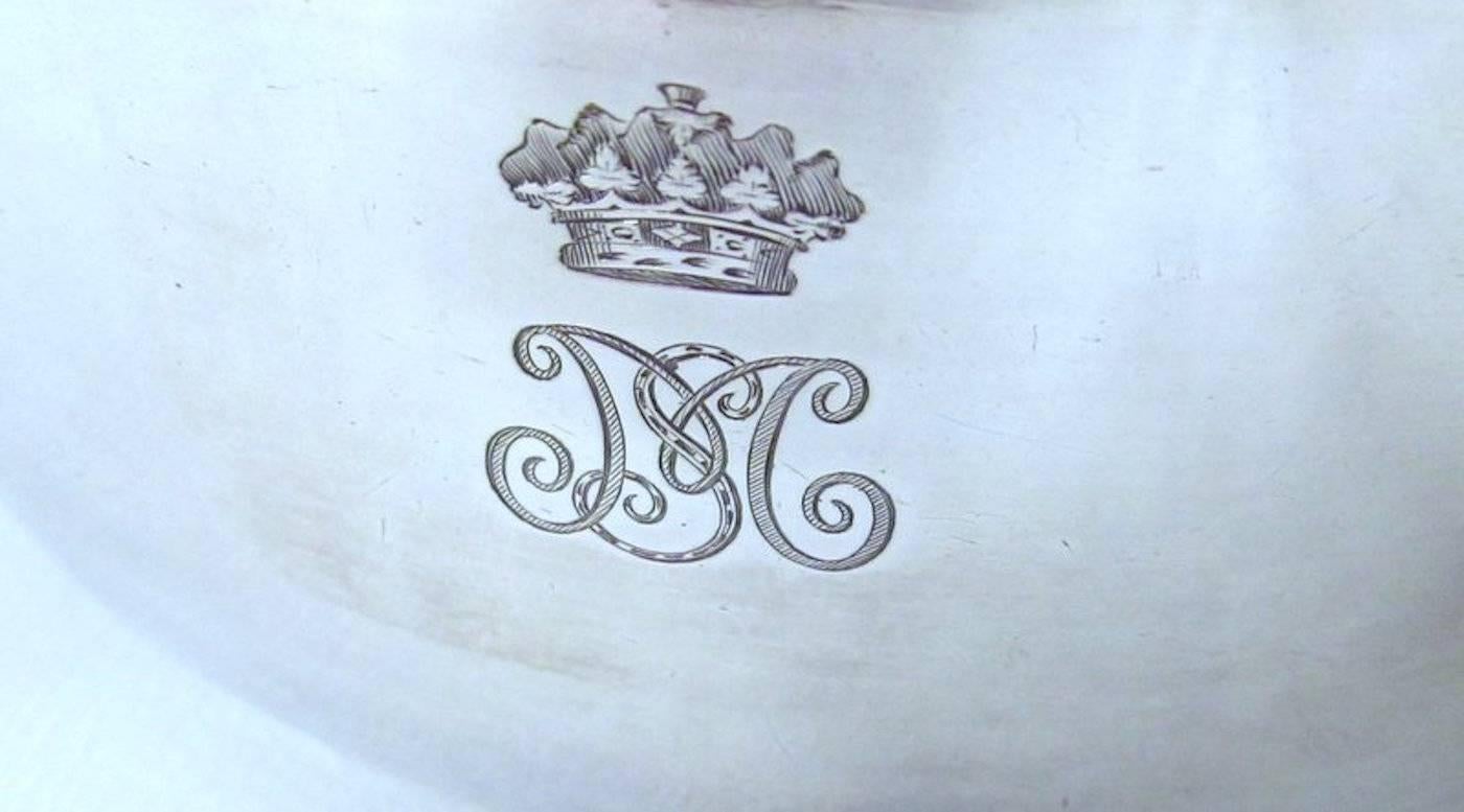 Sheffield Plate George III Matthew Boulton, O.S.P. Souffle Dish and Liner with Engraved Armorial