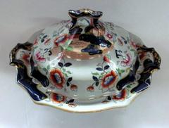 Antique English Hicks, Meigh and Johnson Ironstone Imari Covered Vegetable Dish