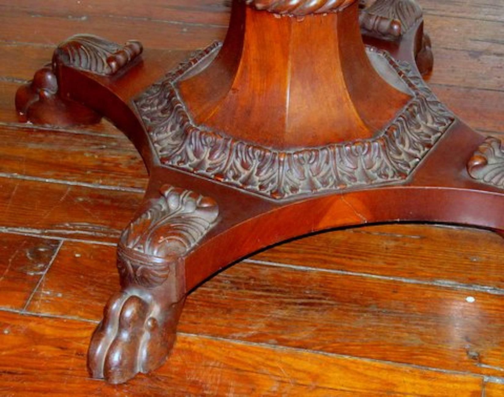 Antique American Empire Period Figured Flame Mahogany Console or Center Table In Good Condition In Charleston, SC
