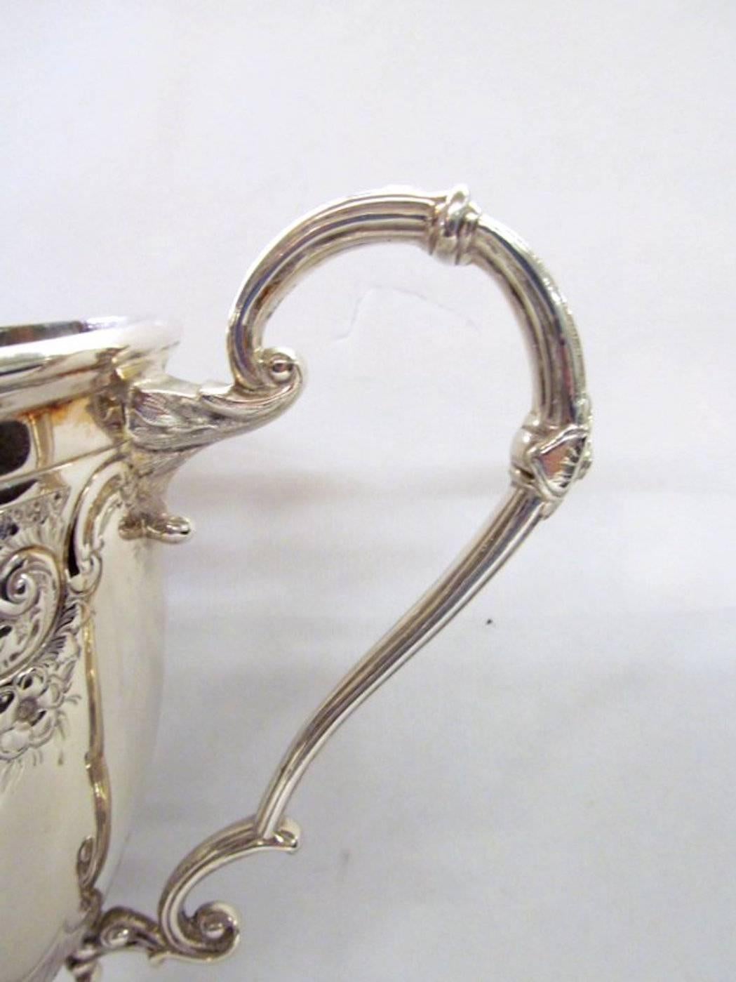 Antique English Sheffield Silver Plate Hand Chased Two-Handle Loving/Trophy Cup 1