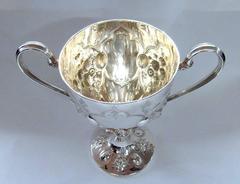 English Silver plate Hand Chased and Engraved Two-Handle Loving or Trophy Cup
