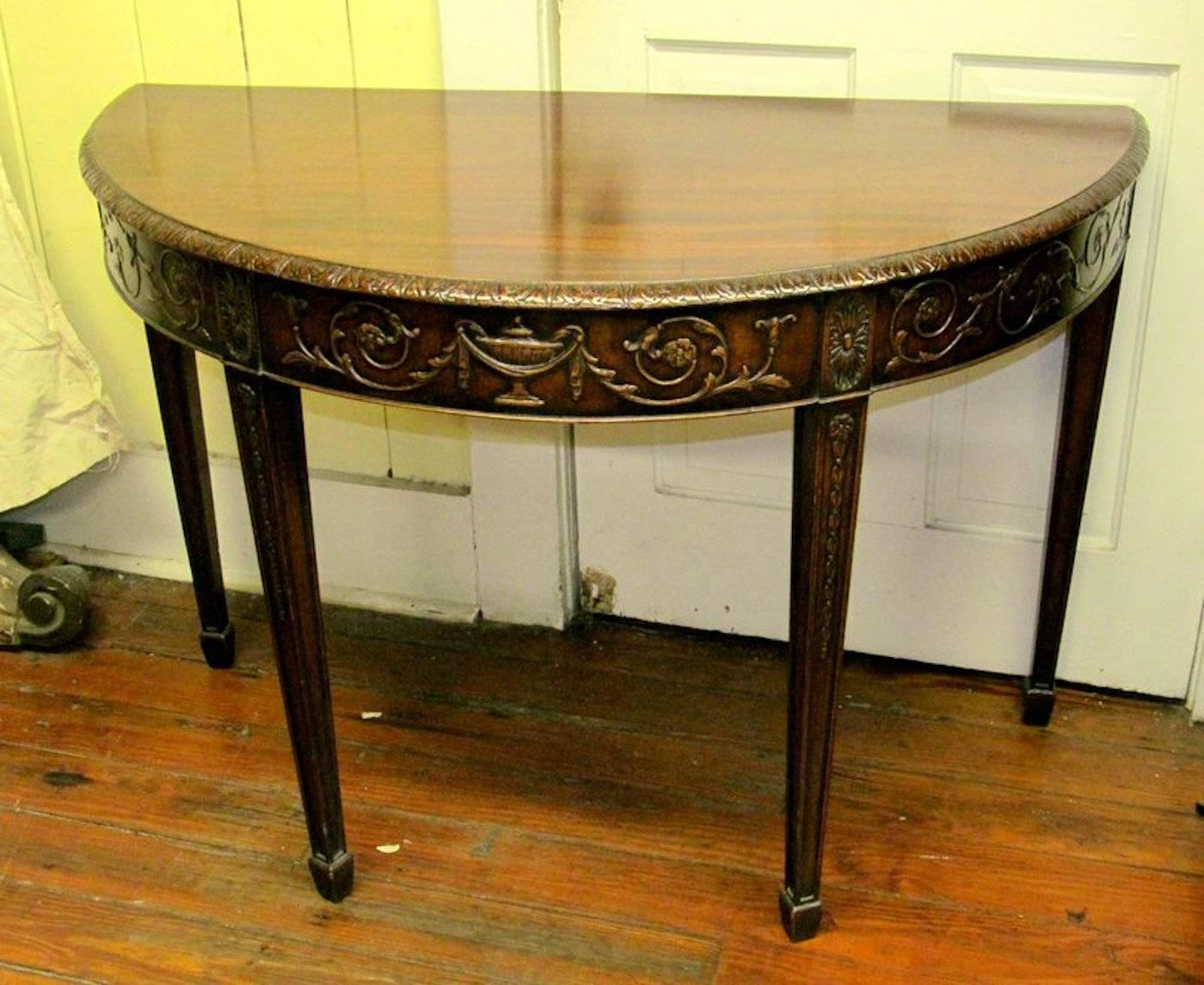 Exceptional quality antique English hand-carved mahogany 