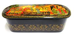Old Russian Hand-Painted Papier-Mache Lacquer Box Signed E. Nebogatova Palekh