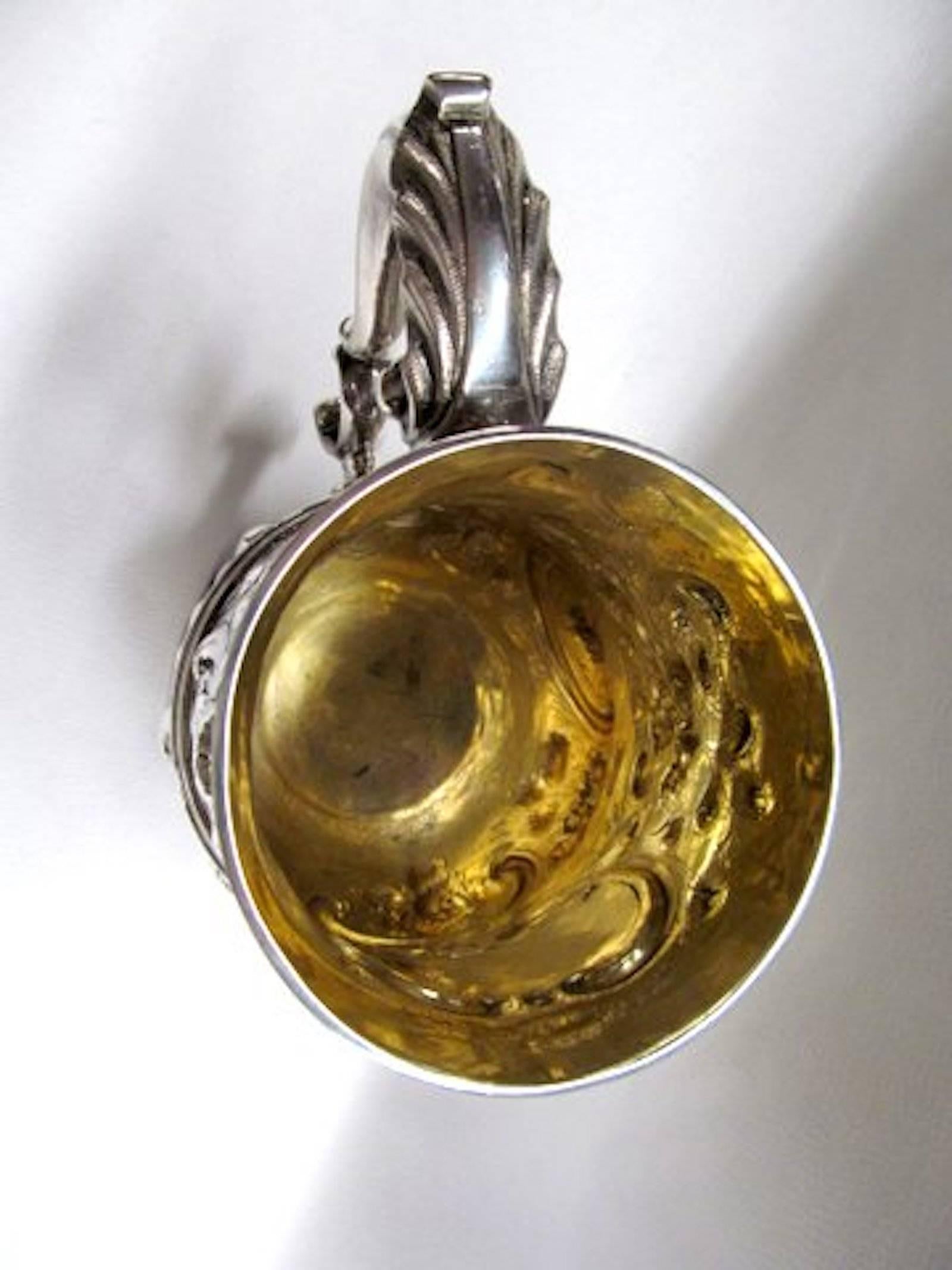 English Hand Chased George II Large Sterling Tankard, William Cripps, London