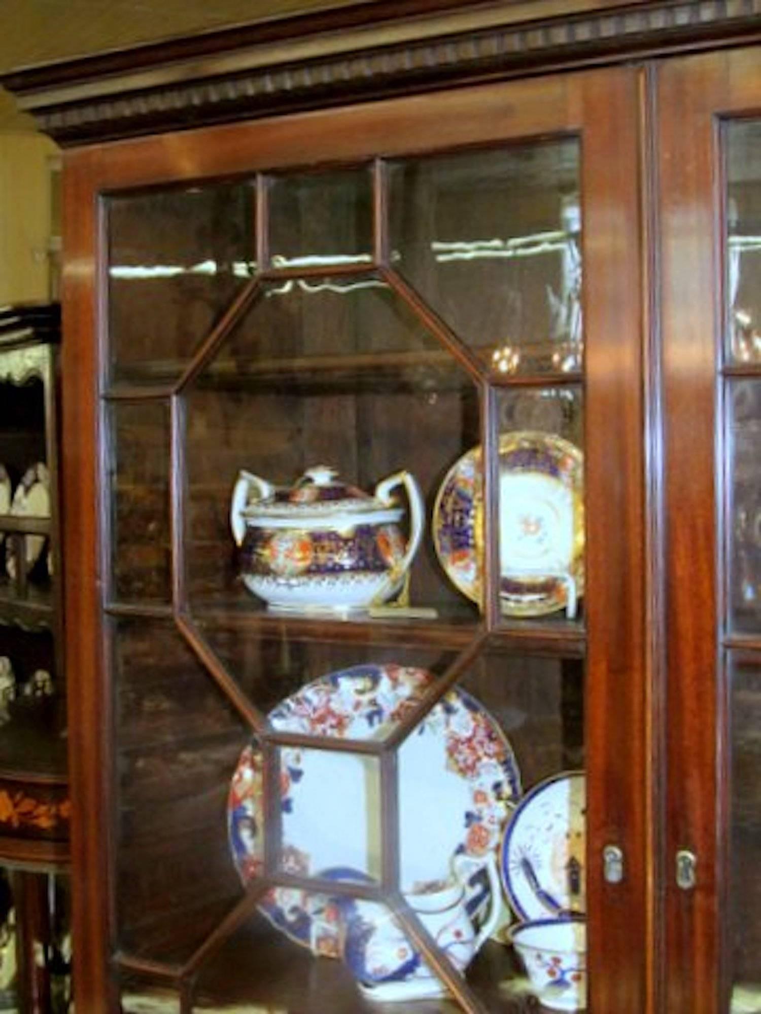 18th Century Antique English George III Figured Mahogany Chippendale Style Bureau Bookcase