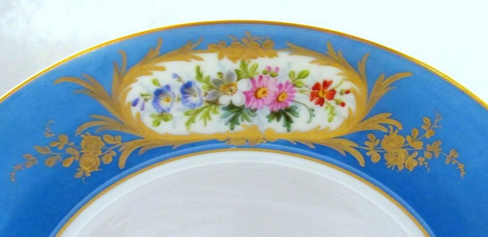 Louis Philippe Antique French Sèvres Hand-Painted Porcelain Portrait Cabinet Plate