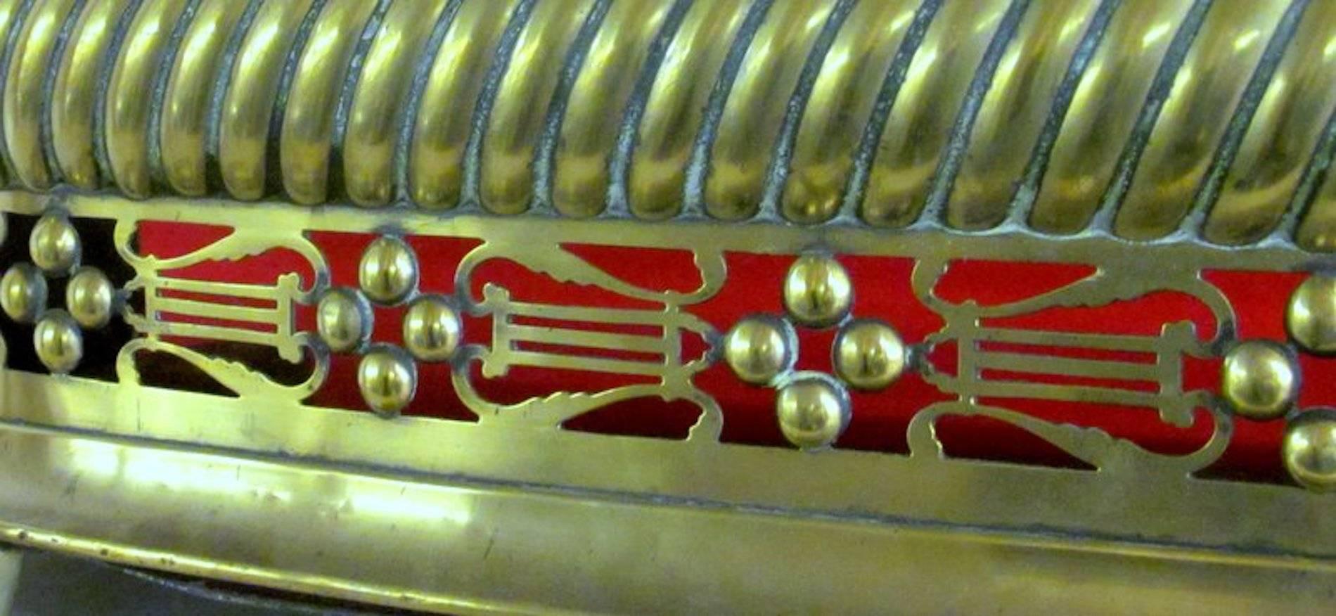18th Century Antique English George III Pierced Brass Fireplace Fender