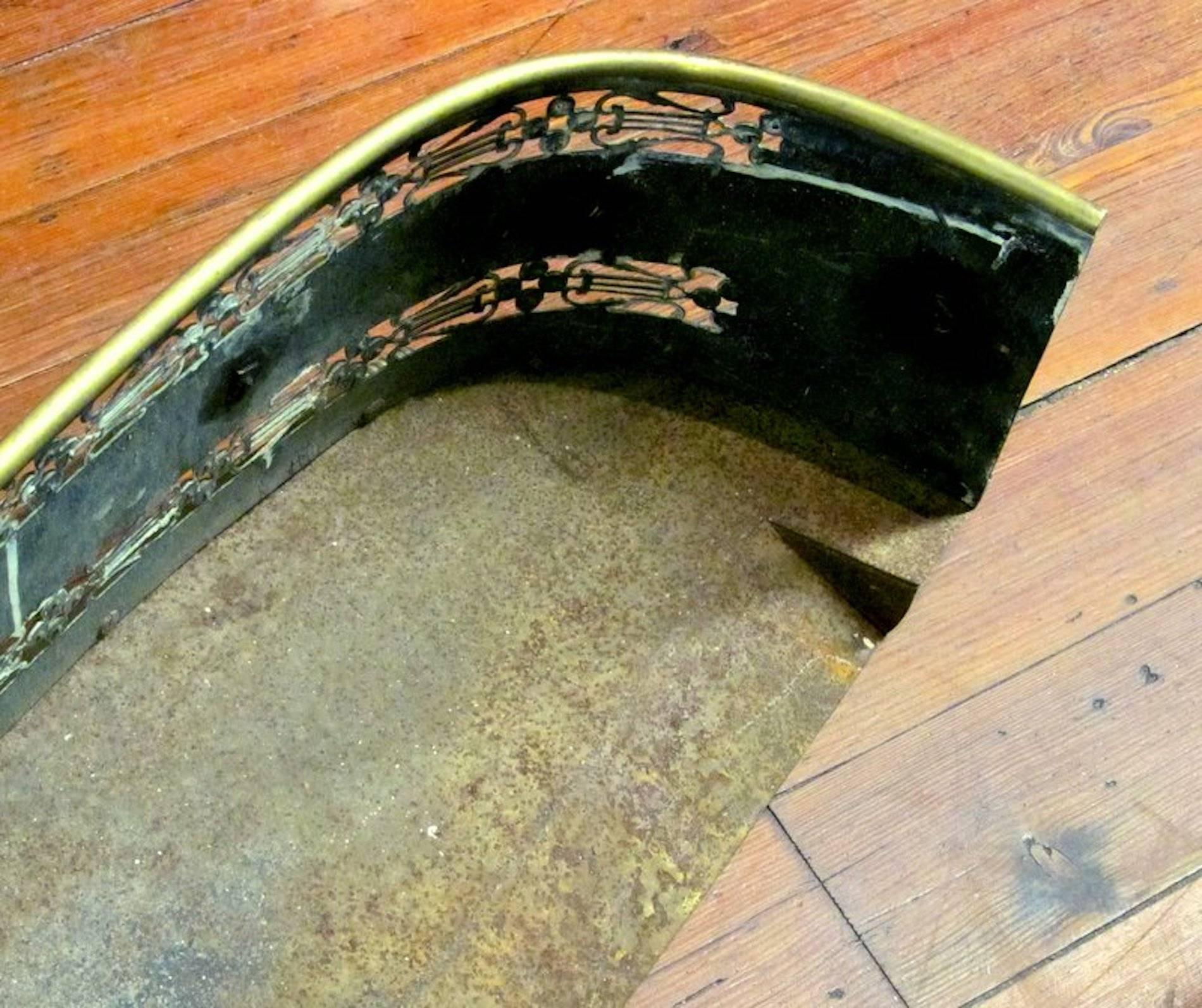 Antique English George III Pierced Brass Fireplace Fender 4