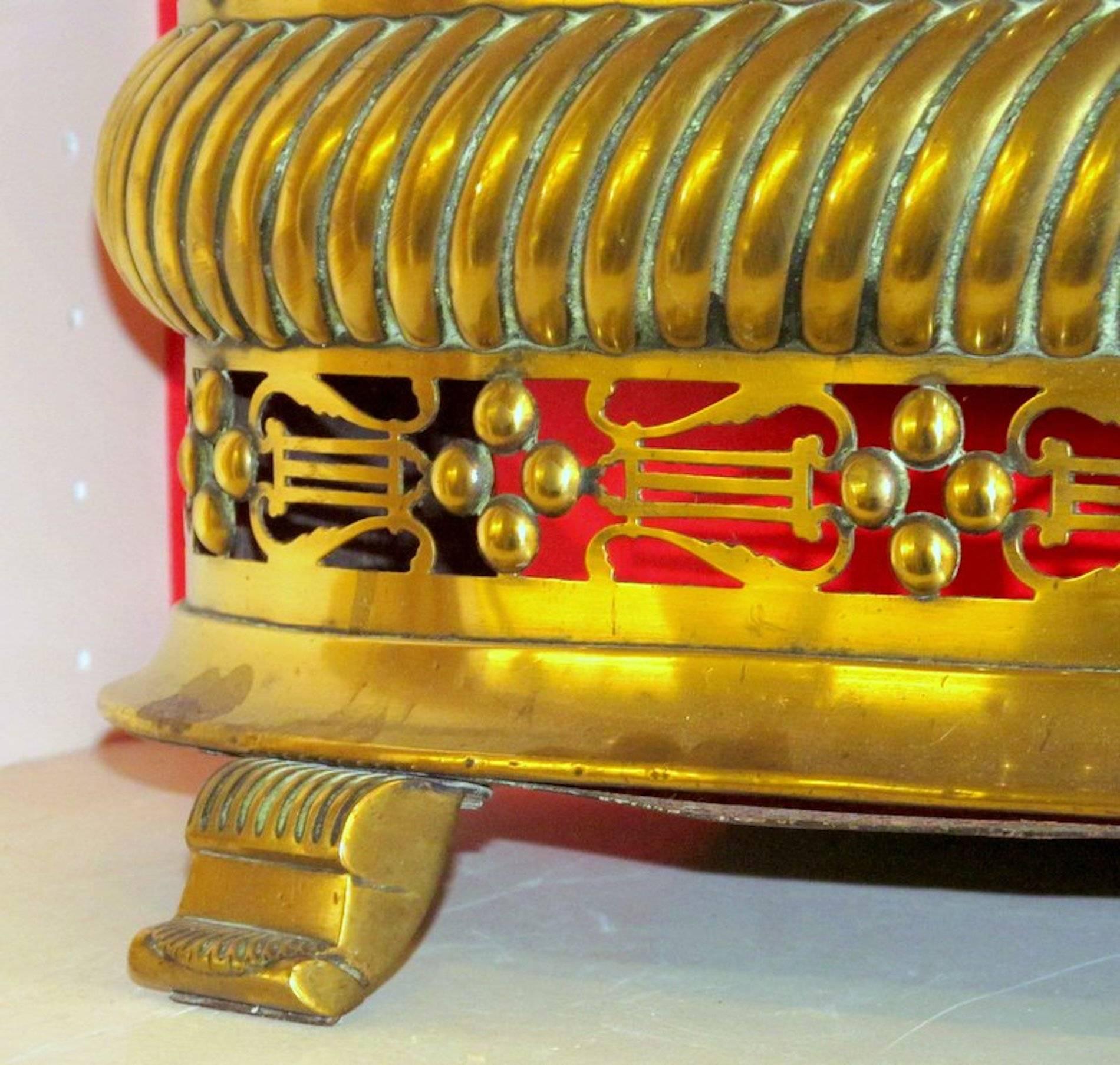 Antique English George III Pierced Brass Fireplace Fender 3