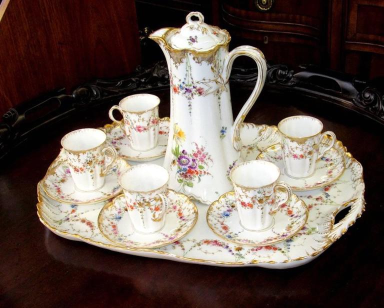 Antique French Haviland Limoges HandPainted Porcelain 13Piece
