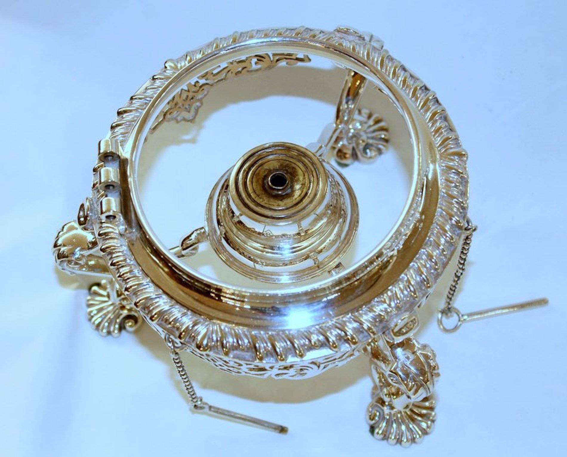 Antique English Hand Chased Sheffield Silver Plate Rococo Style Kettle on Stand 4
