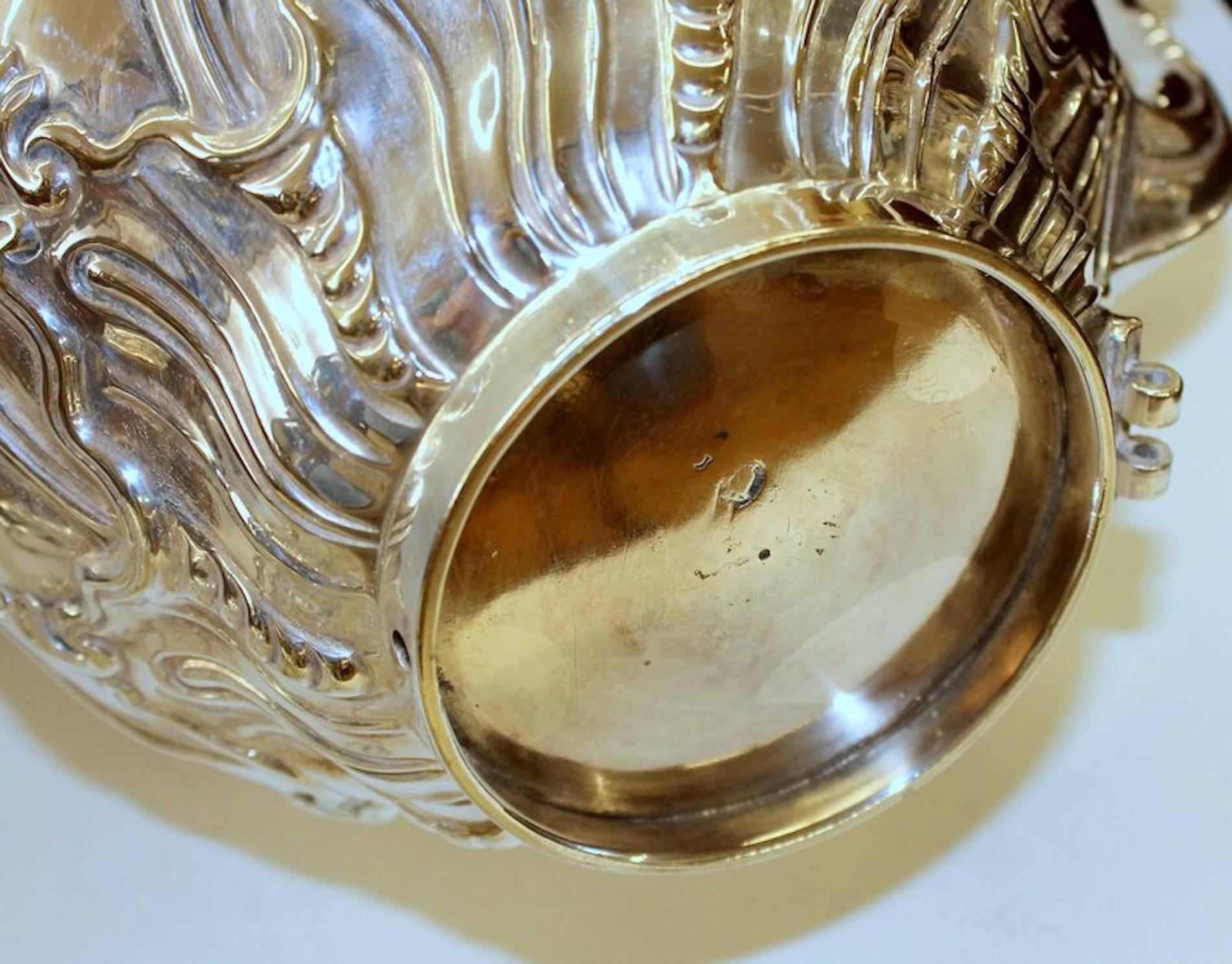 Sheffield Plate Antique English Hand Chased Sheffield Silver Plate Rococo Style Kettle on Stand