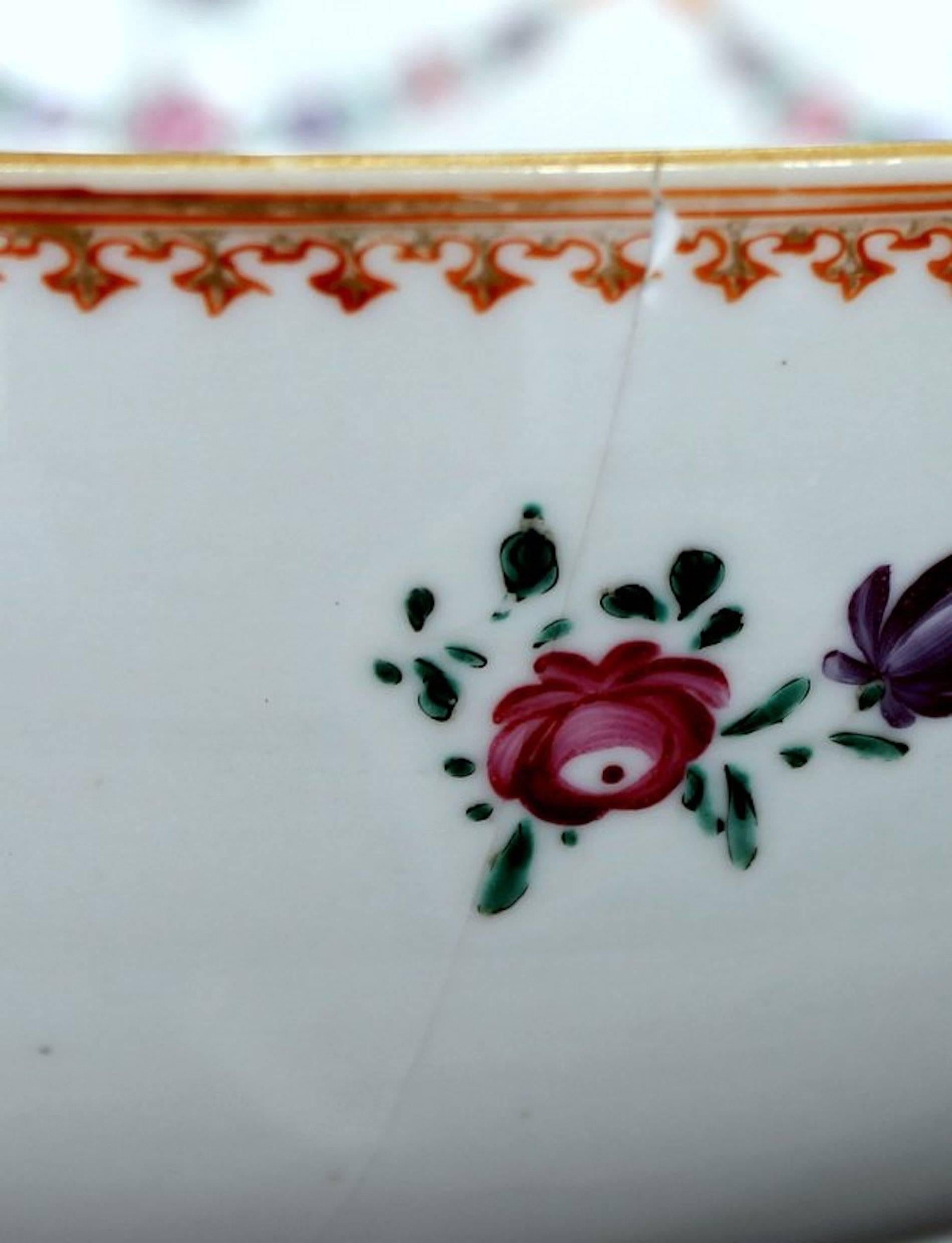 18th Century Antique Chinese Export Hand-Painted Porcelain 