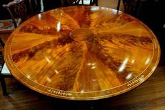 Old English Bench Made Regency Style Brass Inlaid Flame Mahogany Dining Table