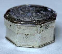 Old Dutch .833 Fine Silver Hand Chased Snuff or Pill Box with Sailing Motif
