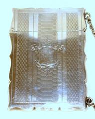 Antique American Coin Silver Hand Engraved Card Case with Chatelaine