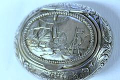 Antique German .800 Fine Silver Hand Chased Snuff Box, Windmill Scene