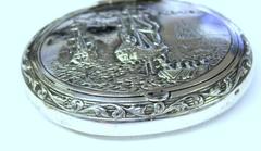 Antique Dutch .833 Fine Silver Hand Chased Snuff Box, Sailing Ships Motif